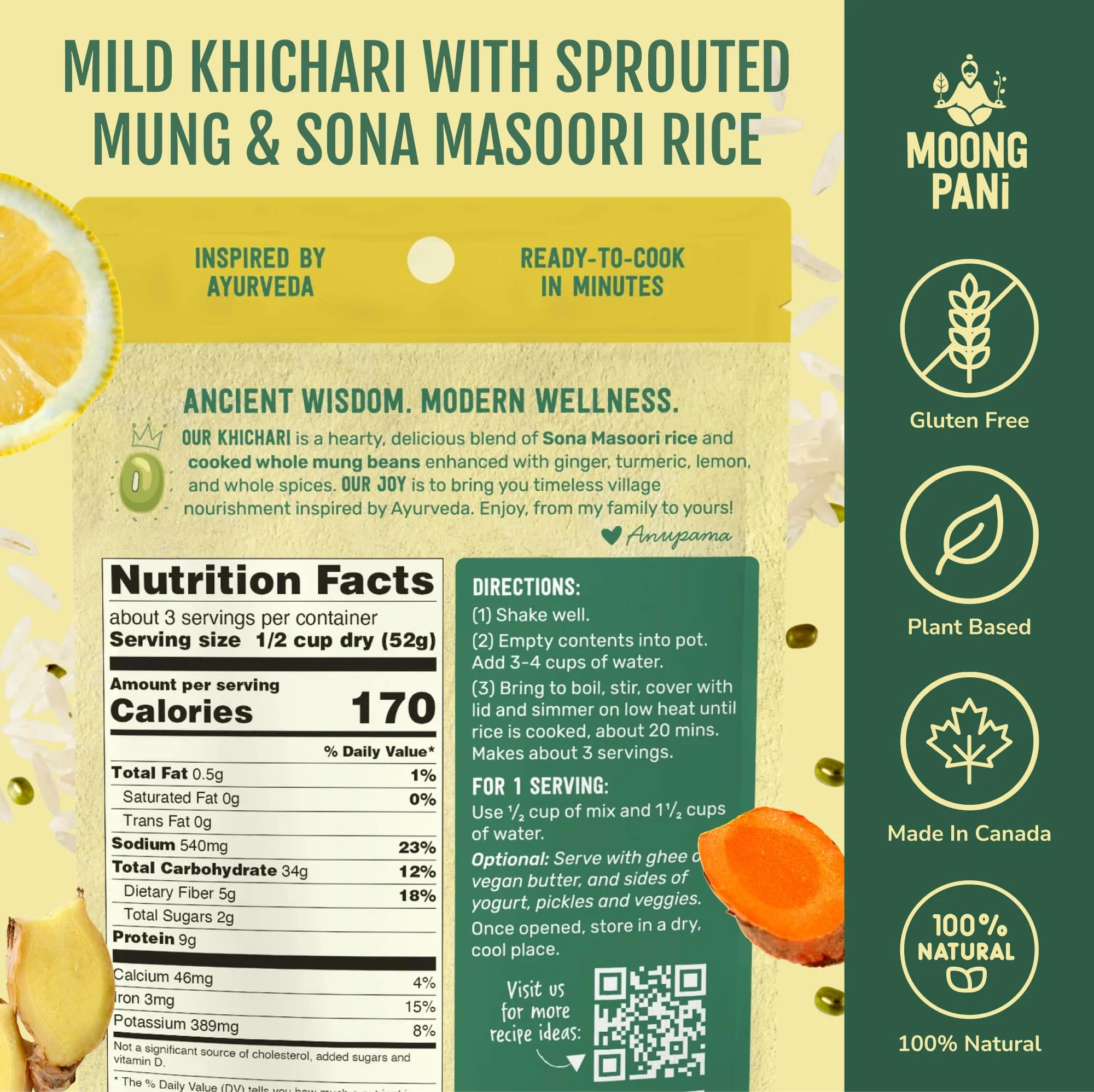 Sprouted Mung Khichari: Mild Ginger & Turmeric | 27g Plant Protein | 3 Servings - Image 7