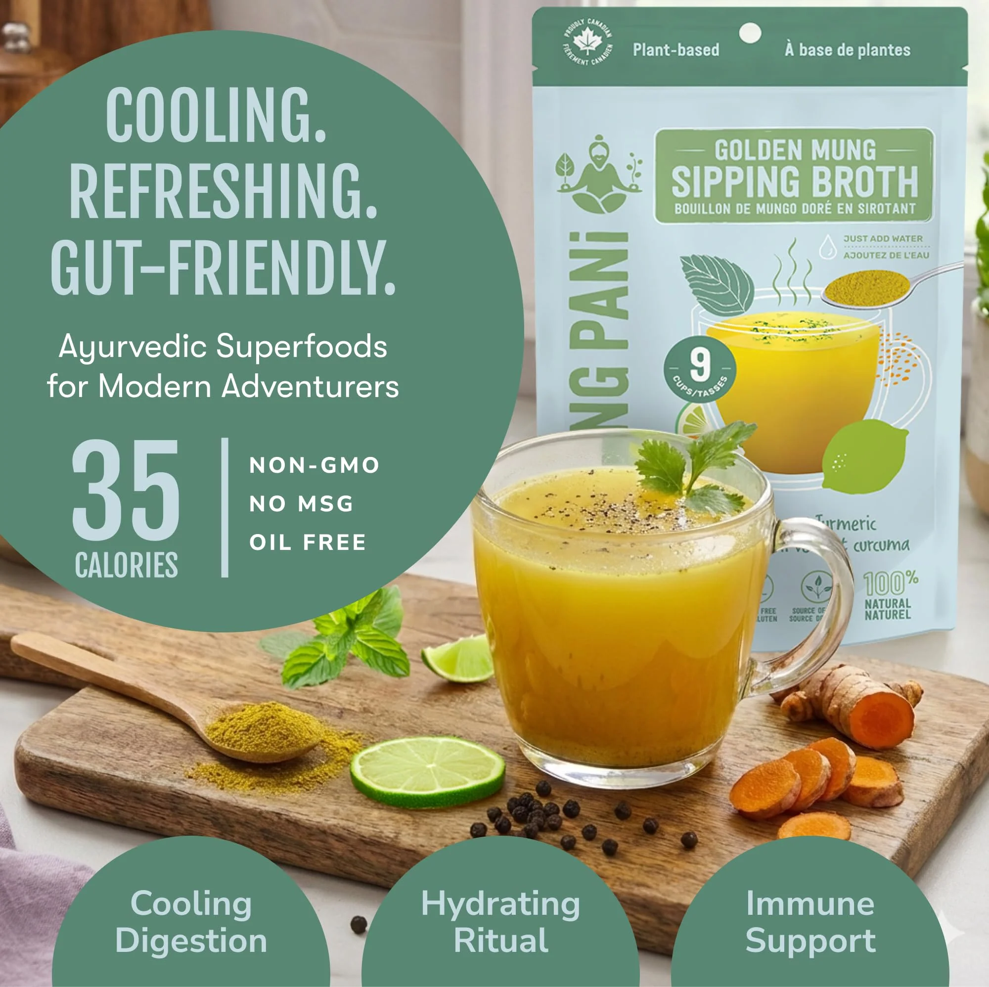 Mint, Lime, Turmeric Golden Mung Broth | 18g Plant Protein | 9 Cups | Just $1.88/Cup - Image 3