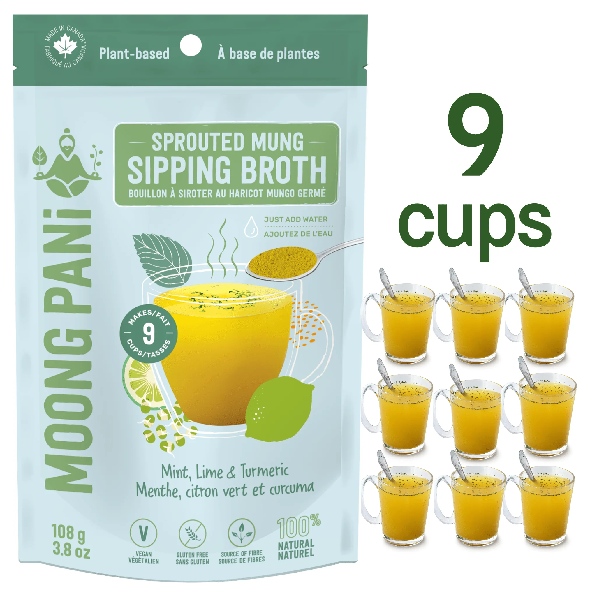 Mint, Lime, Turmeric Golden Mung Broth | 18g Plant Protein | 9 Cups | Just $1.88/Cup - Image 7