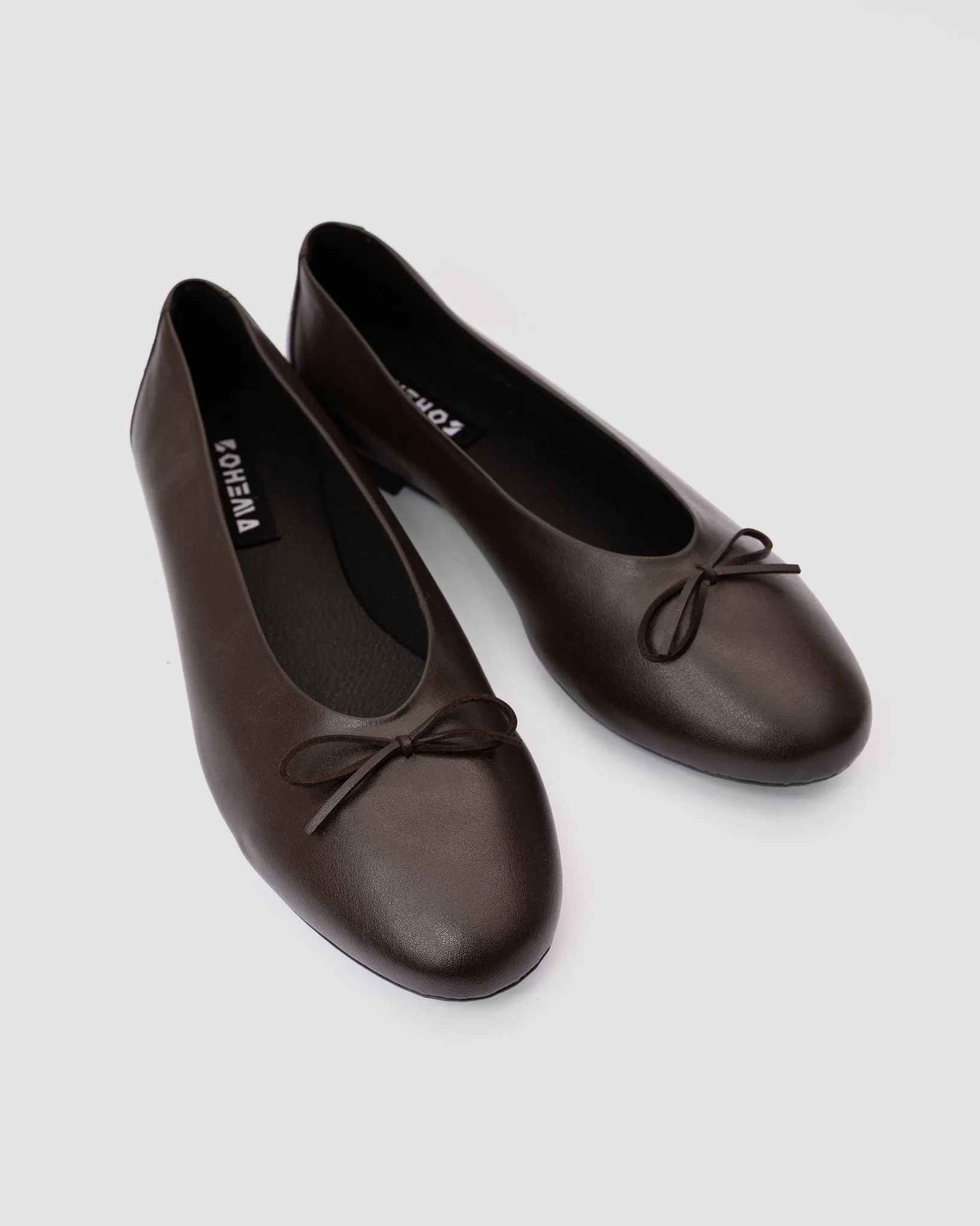 Mossy Pumps Chocolate brown ballet flats with a bow - Image 4