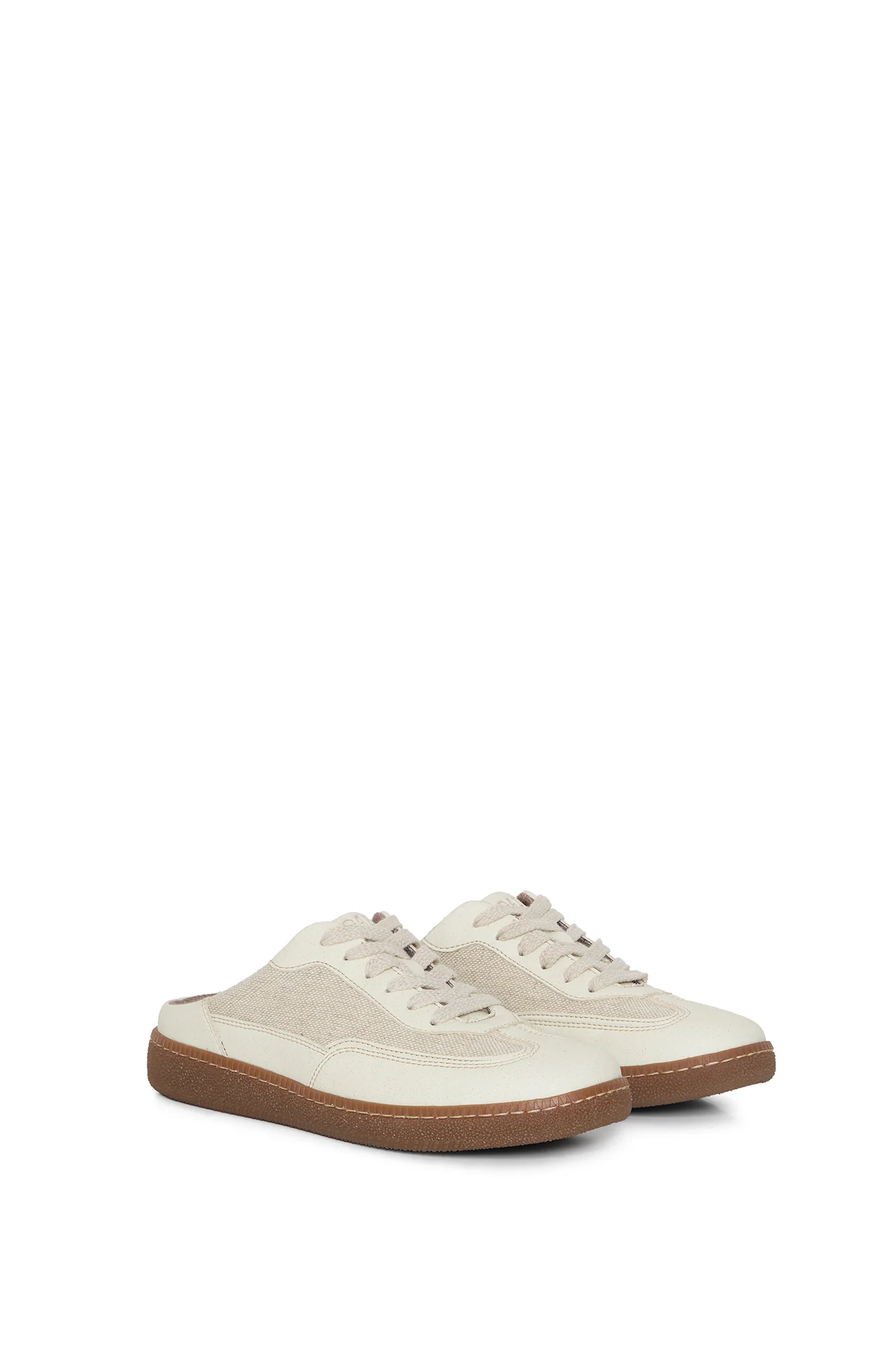 MULE HAZE – beige mule sneakers from apple leather and linen - Image 4