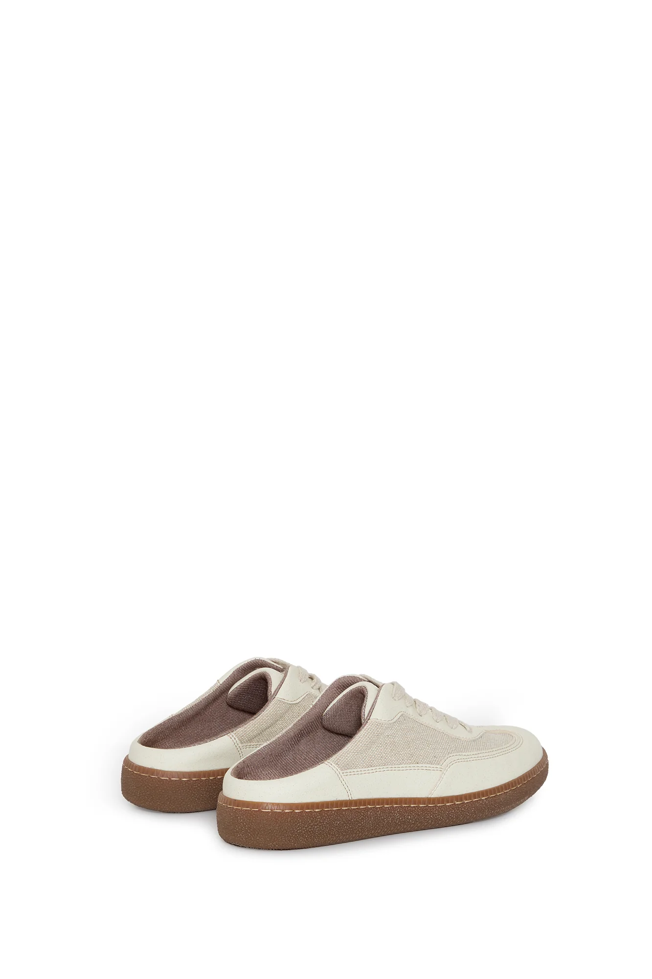 MULE HAZE – beige mule sneakers from apple leather and linen - Image 5