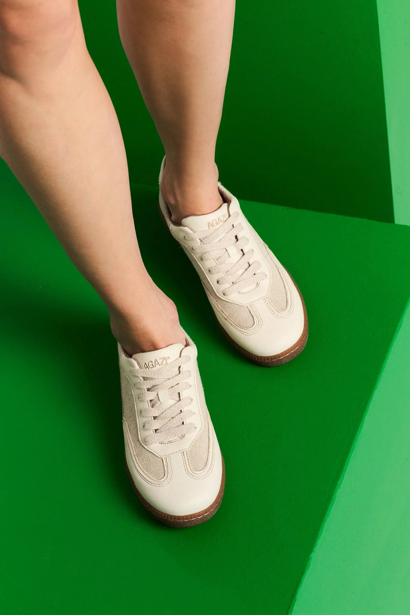 MULE HAZE – beige mule sneakers from apple leather and linen - Image 9