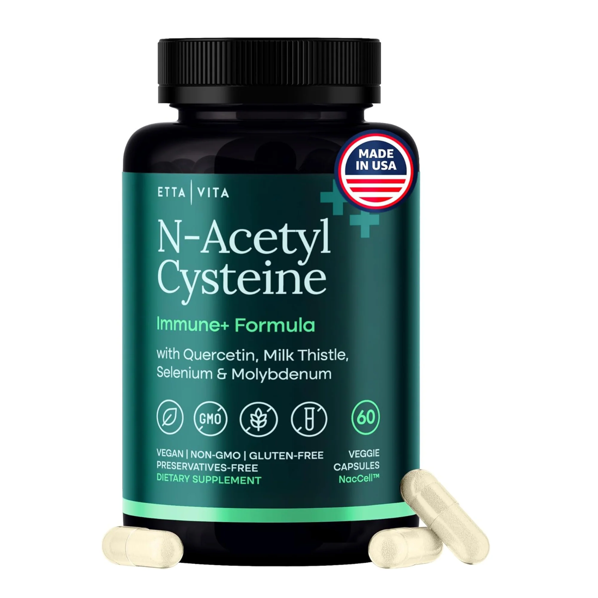 NAC Supplement N-Acetyl Cysteine 600mg with Quercetin, Milk Thistle, Molybdenum & Selenium