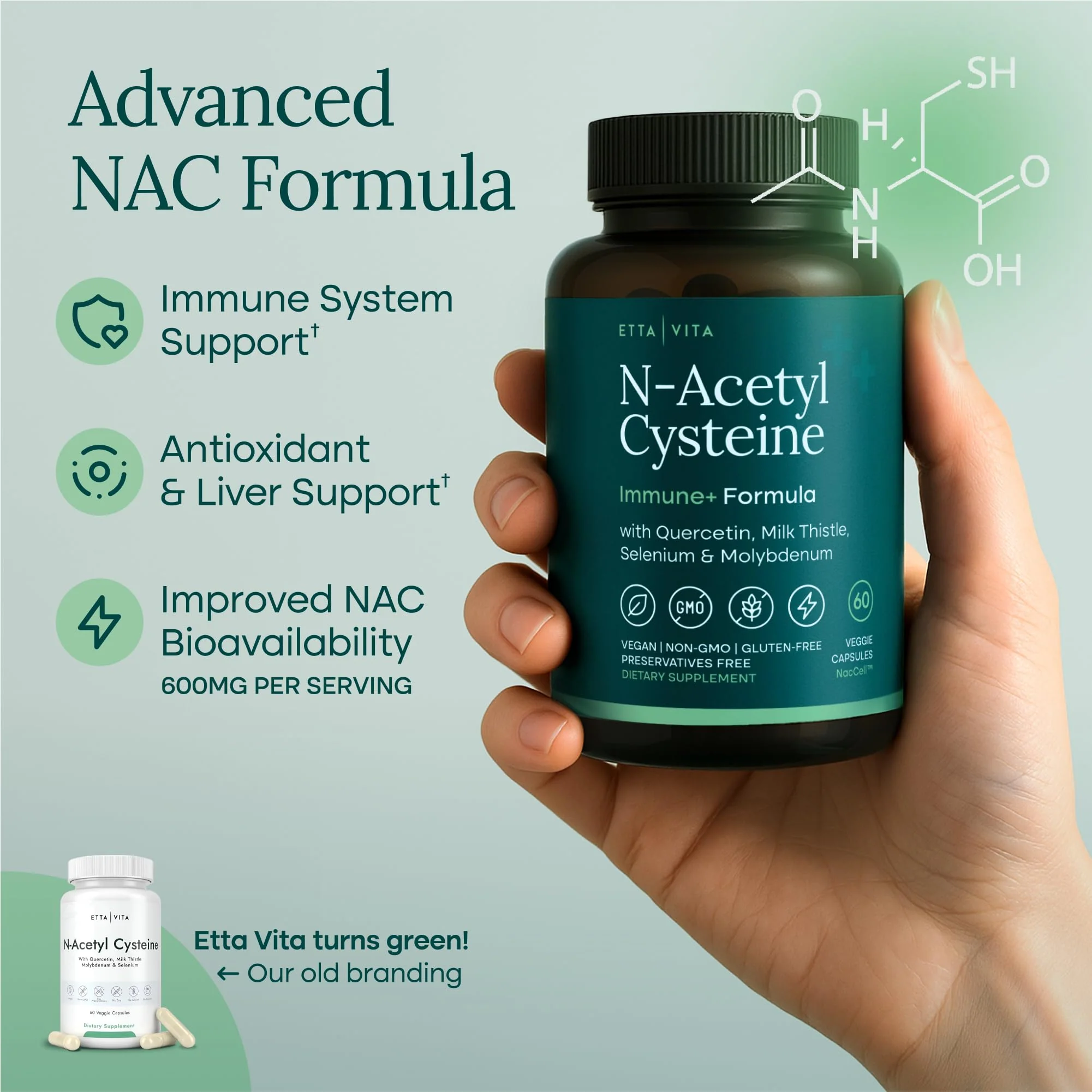 NAC Supplement N-Acetyl Cysteine 600mg with Quercetin, Milk Thistle, Molybdenum & Selenium - Image 3