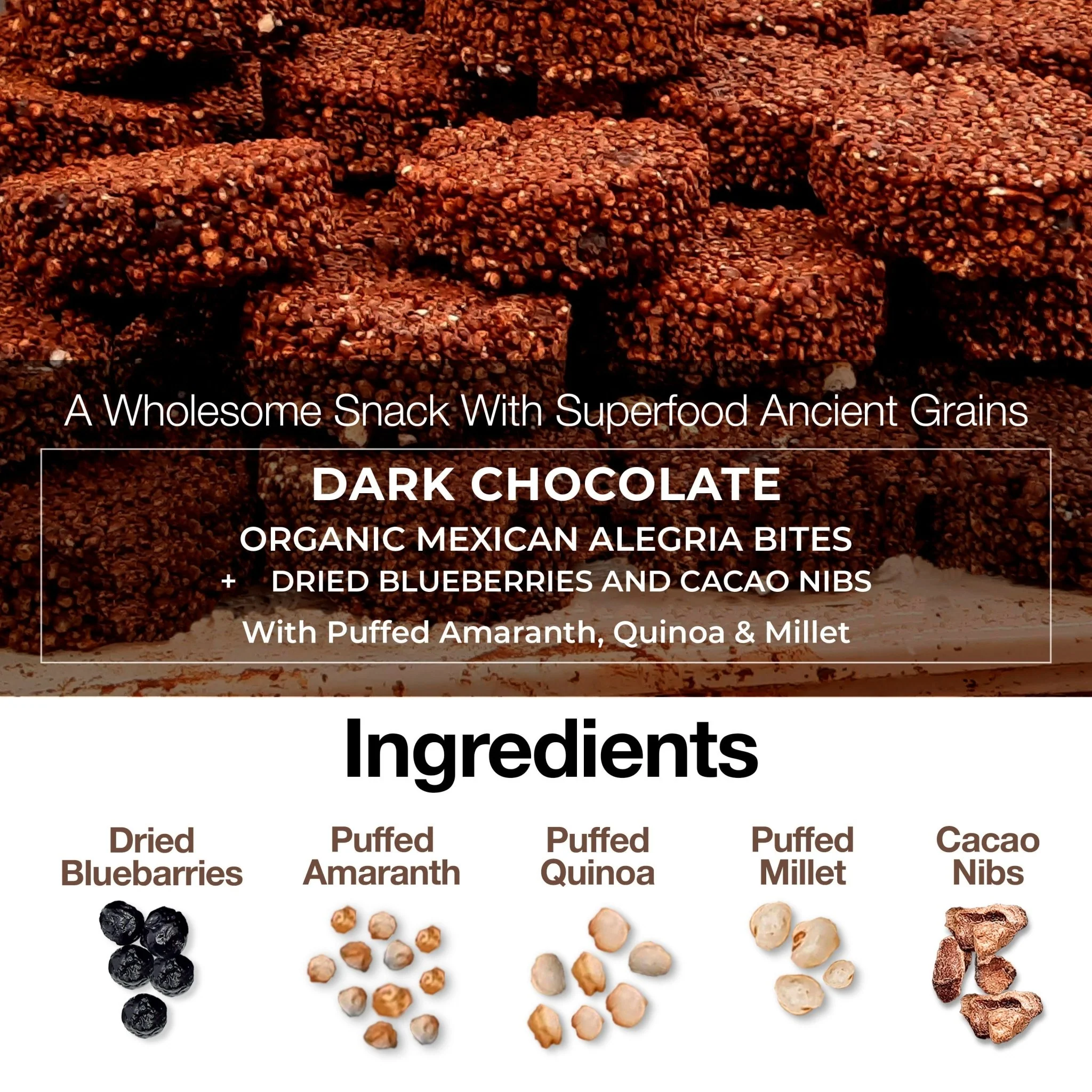 NEW Dark Chocolate Alegria Bites w/ Blueberries + Cacao Nibs - Image 8