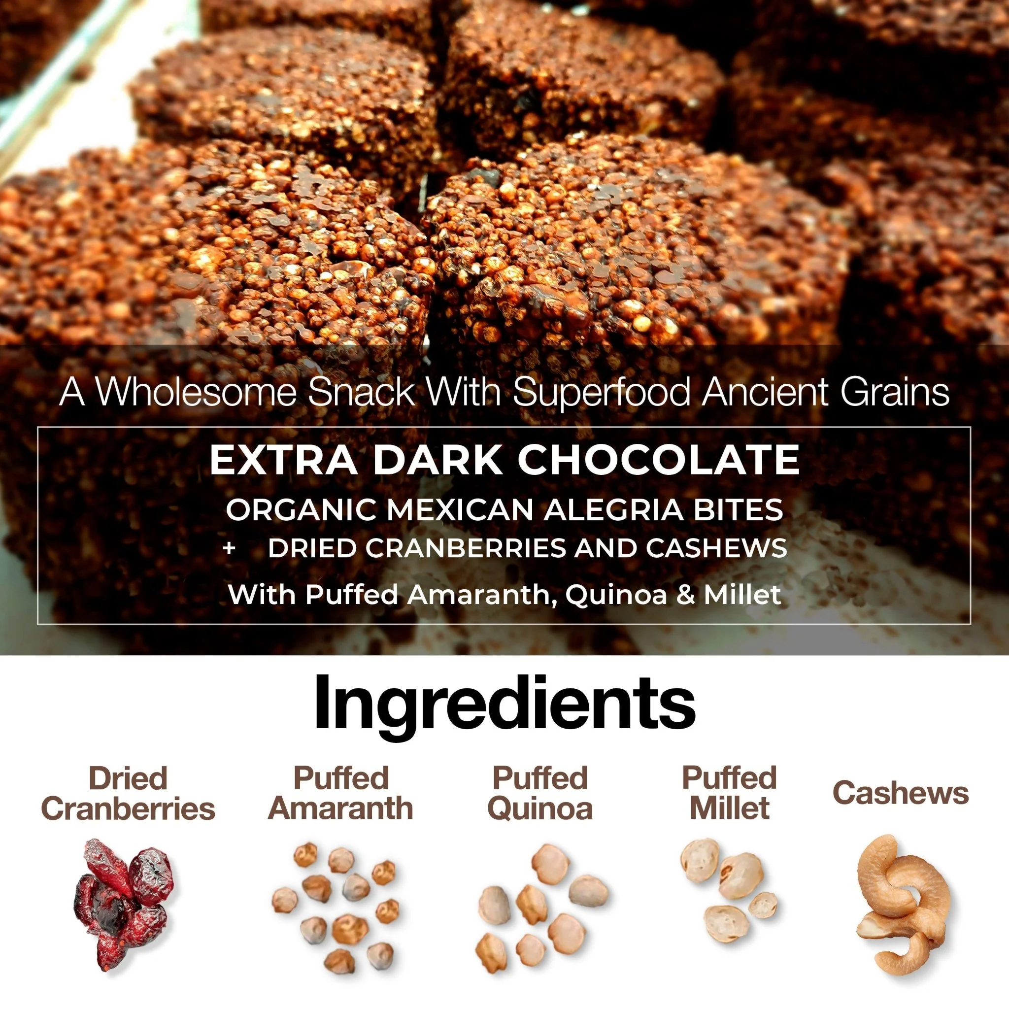 NEW Extra Dark Chocolate Alegria Bites w/ Cranberries + Cashews - Image 7