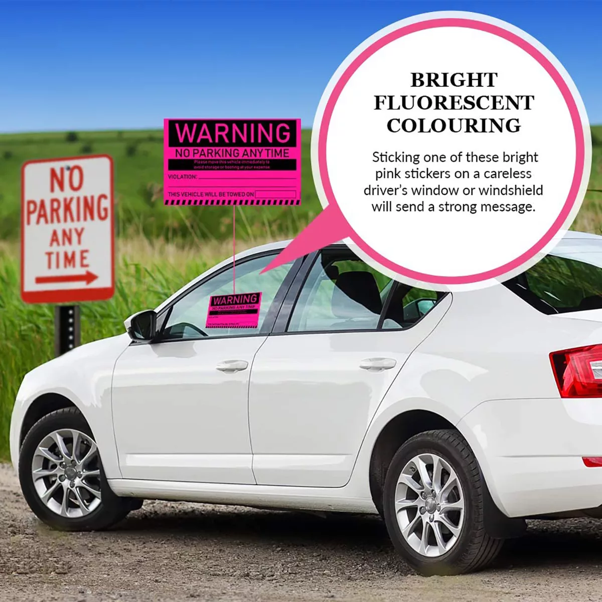 "No Parking Any Time" Pink Very Hard to Remove Parking Stickers - Image 4