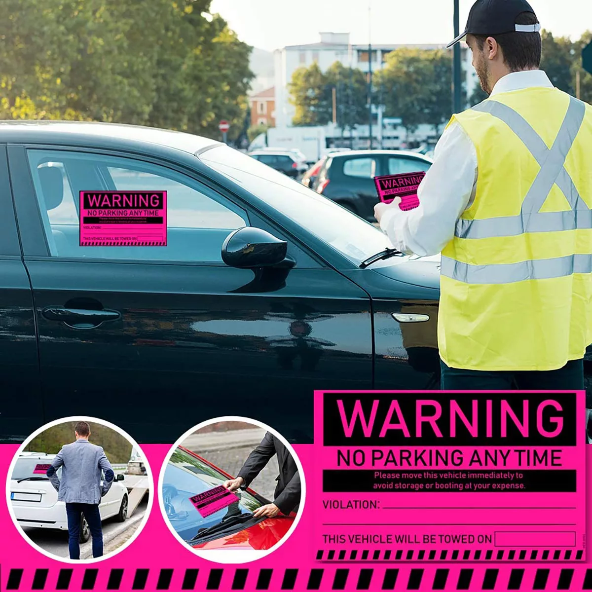 "No Parking Any Time" Pink Very Hard to Remove Parking Stickers - Image 6