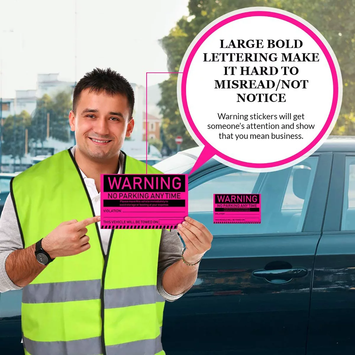 "No Parking Any Time" Pink Very Hard to Remove Parking Stickers - Image 7