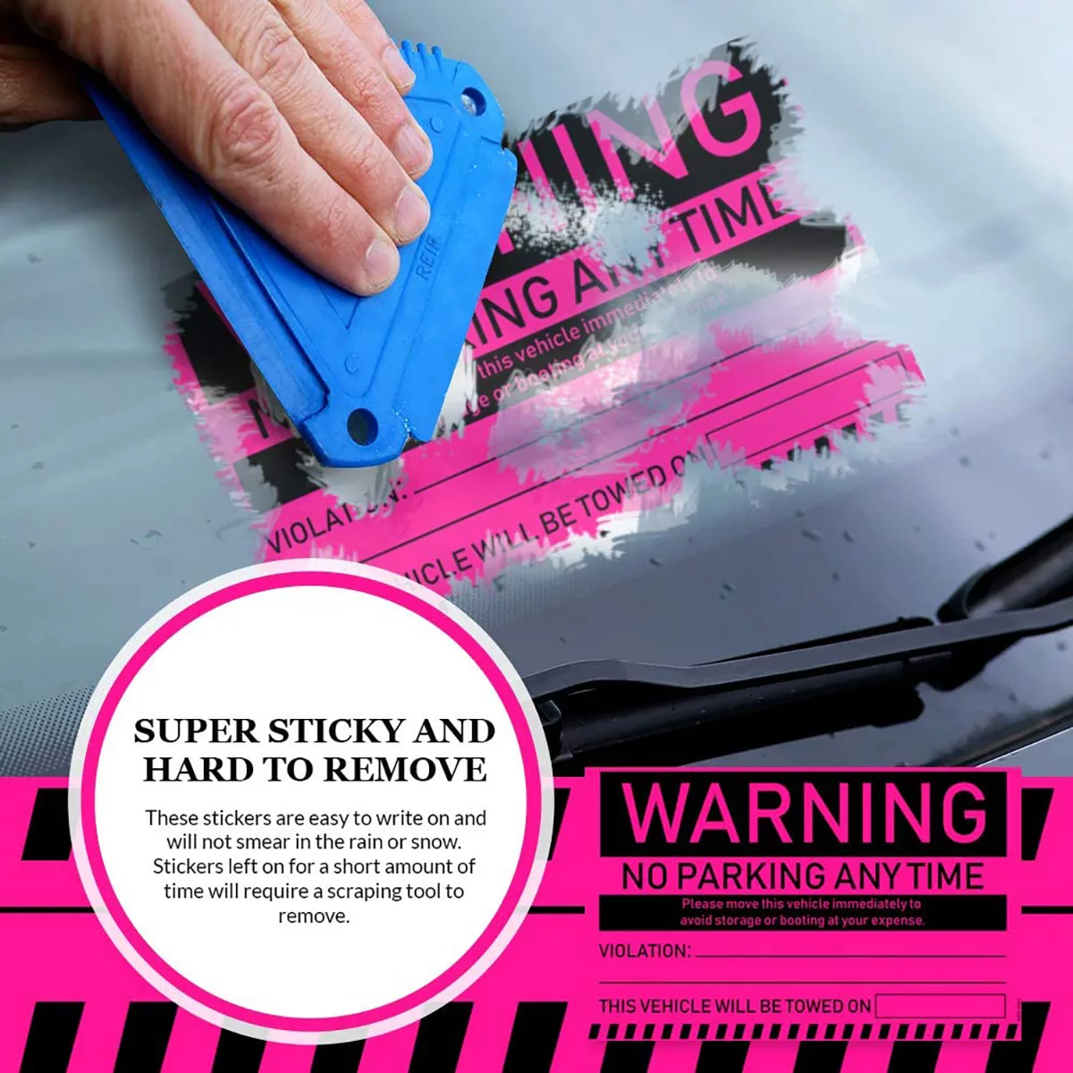 "No Parking Any Time" Pink Very Hard to Remove Parking Stickers - Image 8