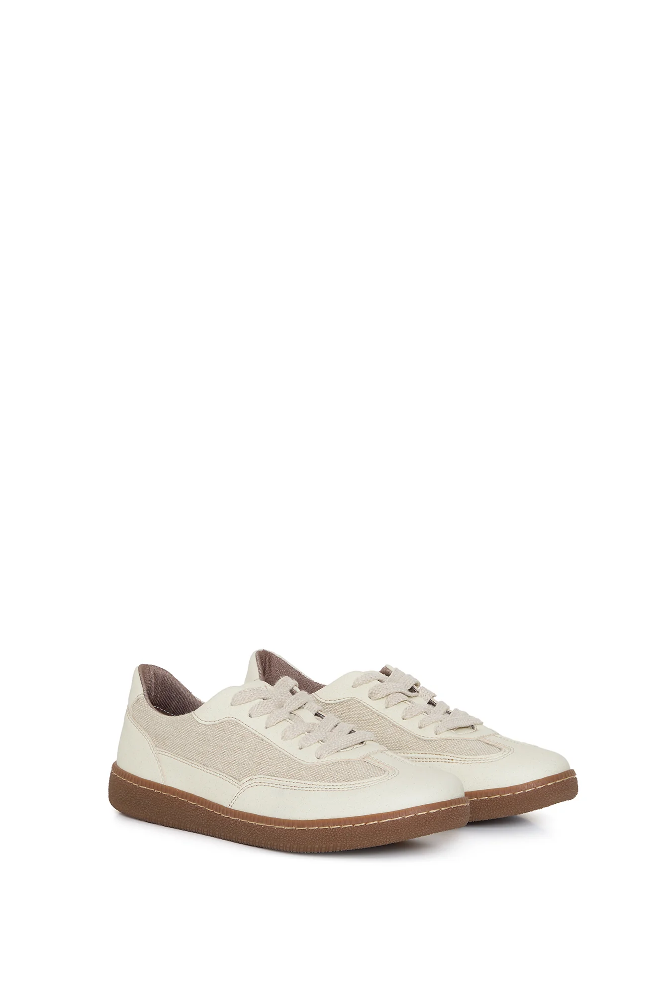NOMAD SUN – beige sneakers from apple leather and linen - Image 3