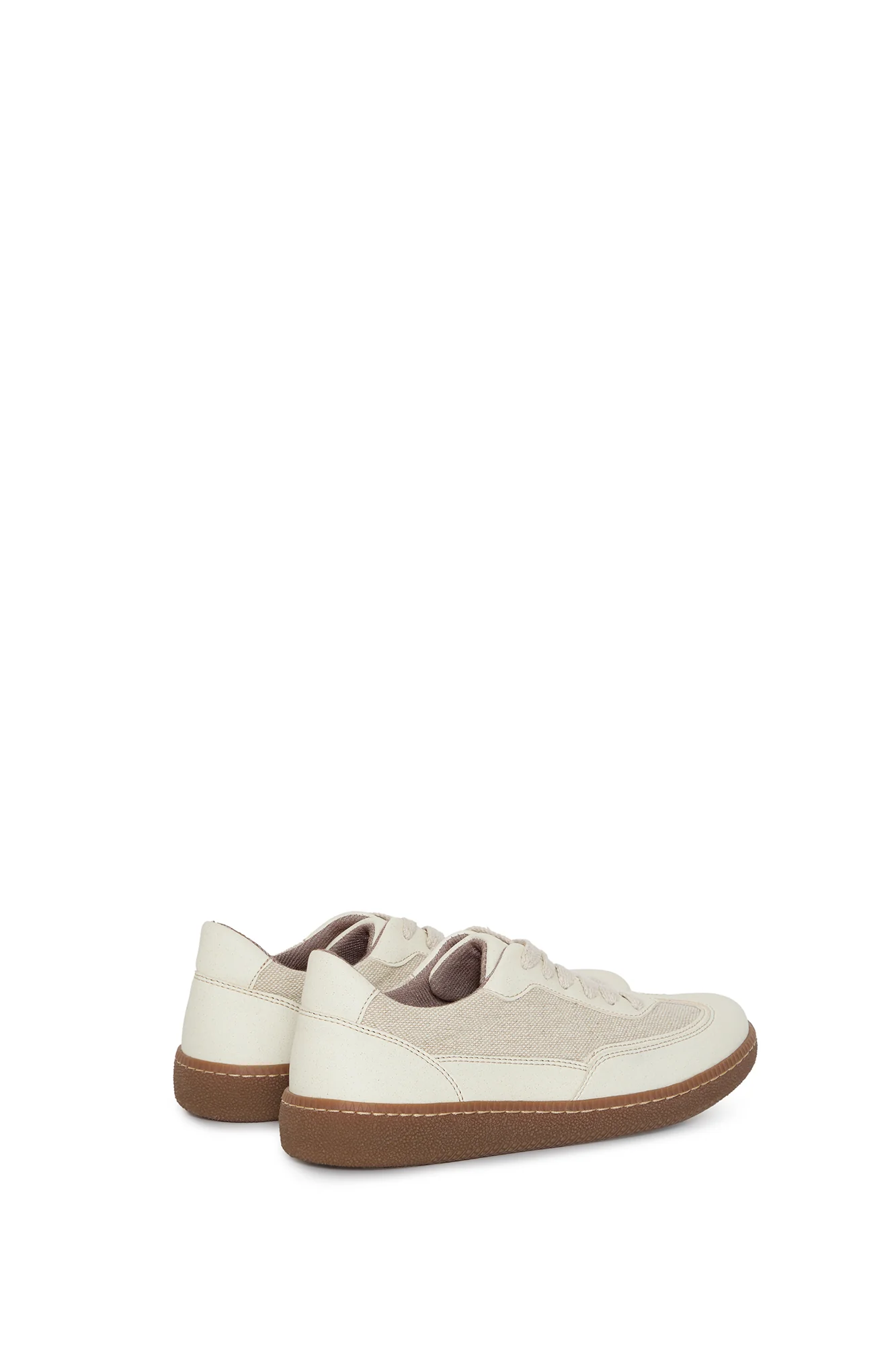 NOMAD SUN – beige sneakers from apple leather and linen - Image 4