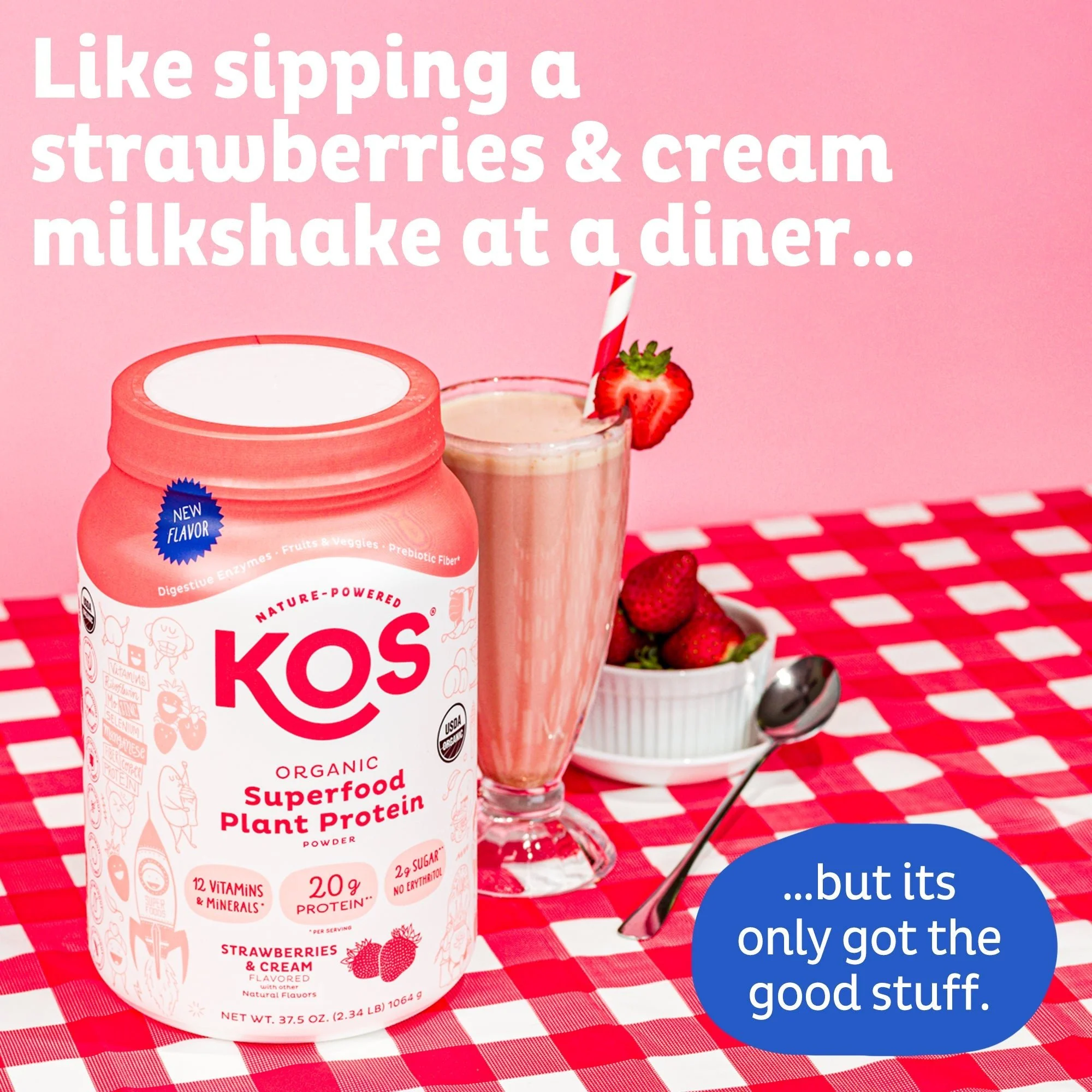 Organic Plant Protein, Strawberries & Cream, 28 Servings - Image 6