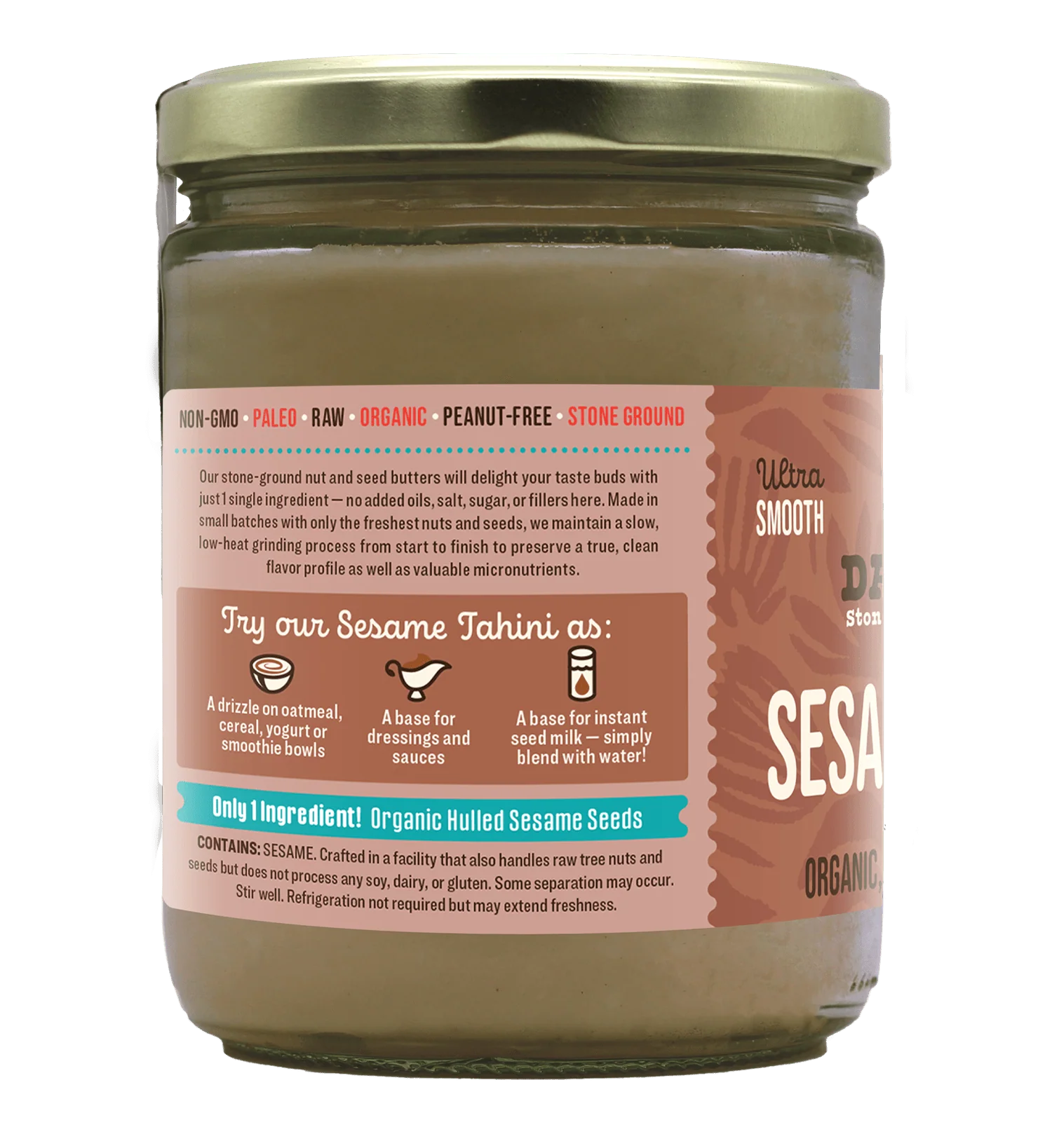 Organic Raw Sesame Seed (Tahini) Butter - 16 oz - Image 3