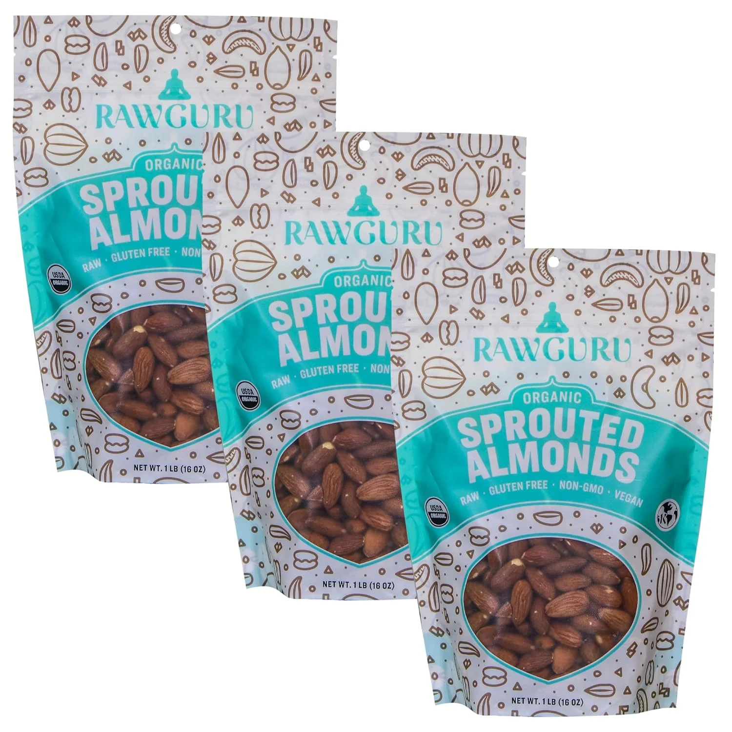 RawGuru Organic Sprouted Almonds - 16 oz - Image 7