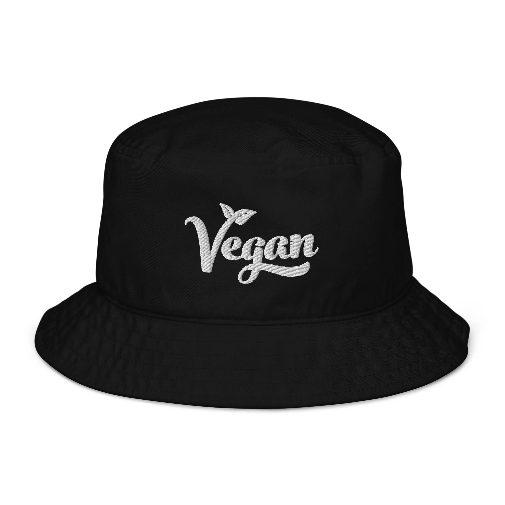 Organic Vegan Bucket Hat with Premium White Stitched Embroidery - Image 2