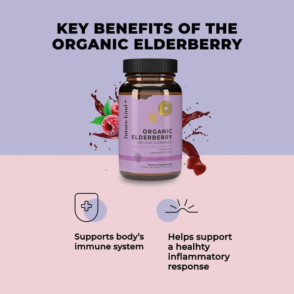 Organic Vegan Elderberry Vitamin C & Zinc Immunity Gummies - Image 3