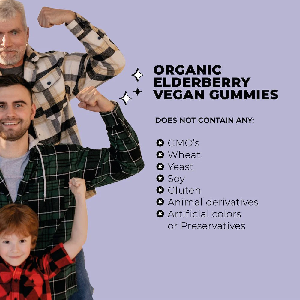 Organic Vegan Elderberry Vitamin C & Zinc Immunity Gummies - Image 4