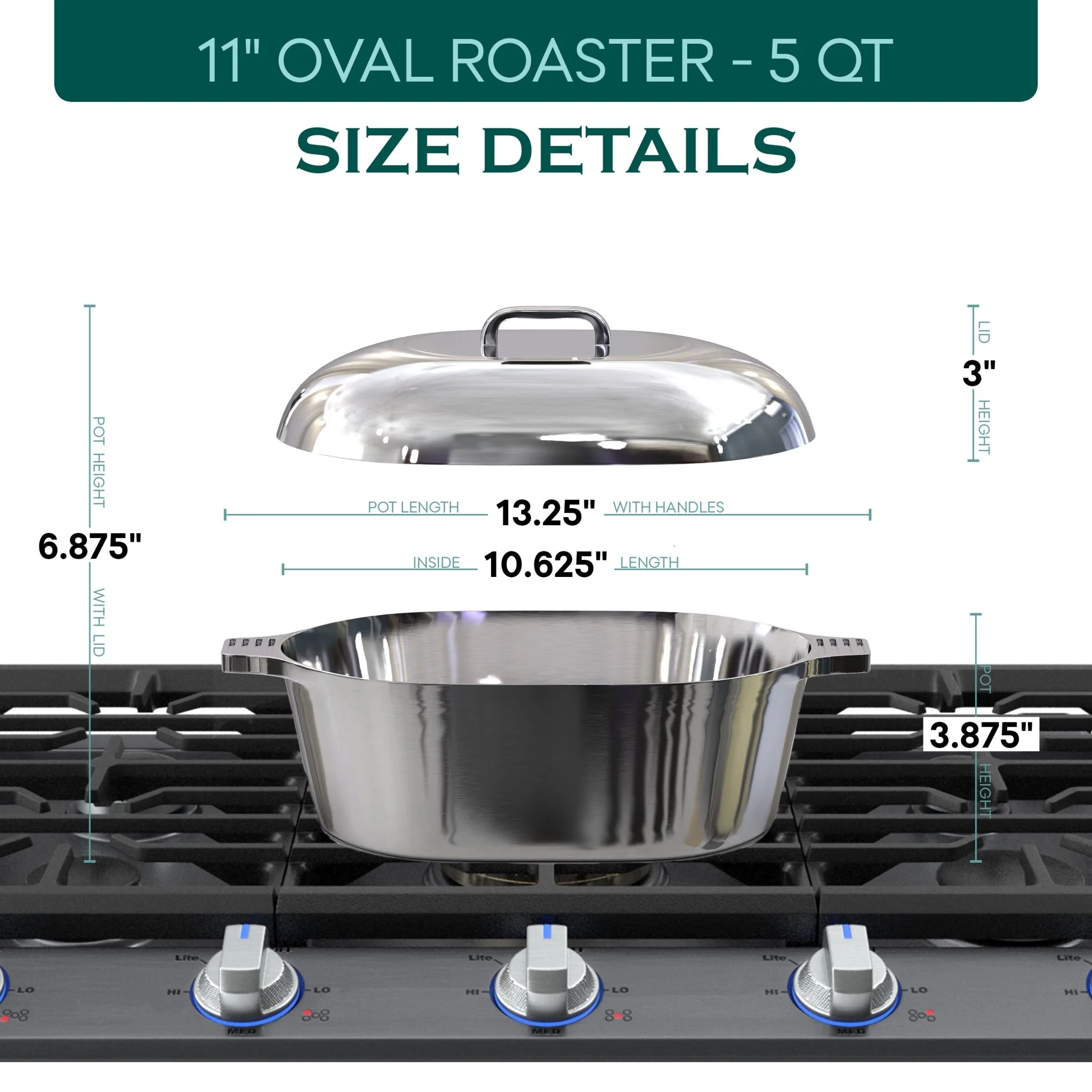 Oval Dutch Oven with Lid - 5 Quart (11 Inch) - Image 4