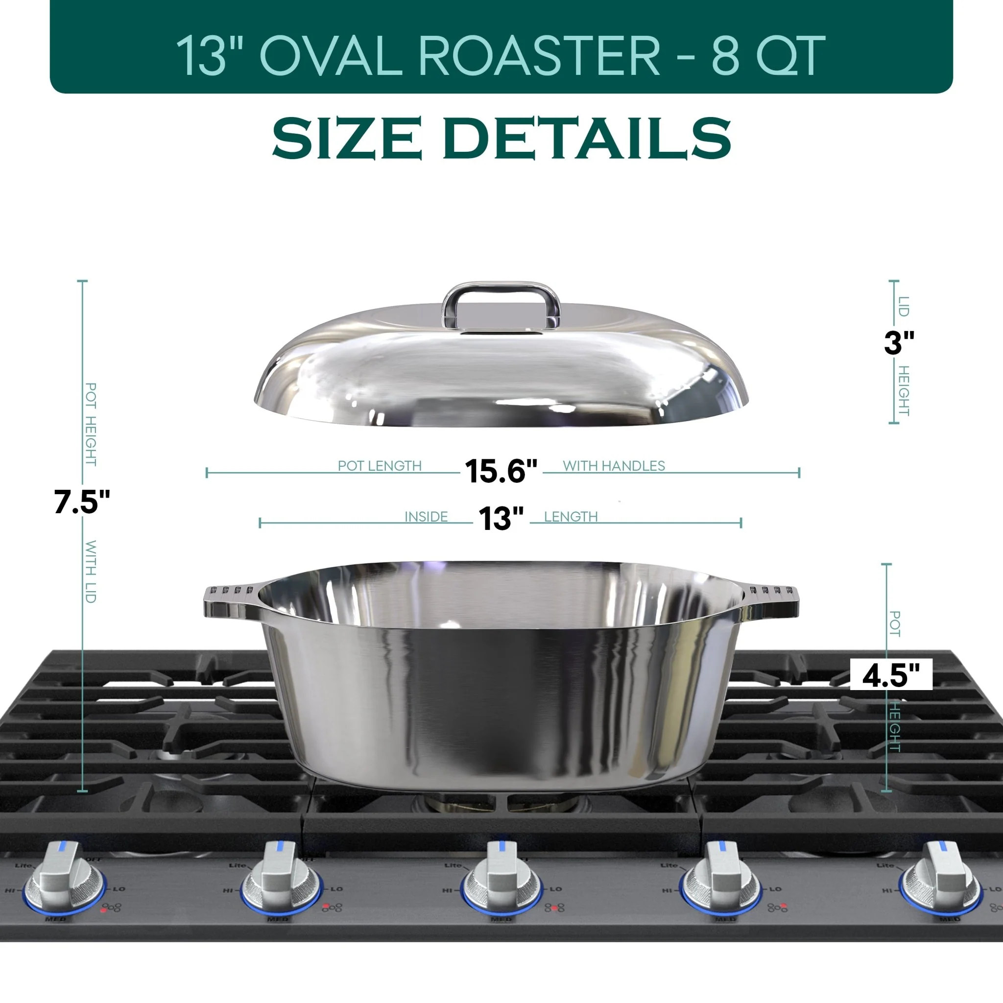 Oval Dutch Oven with Lid - 8 Quart (13 Inch) - Image 4