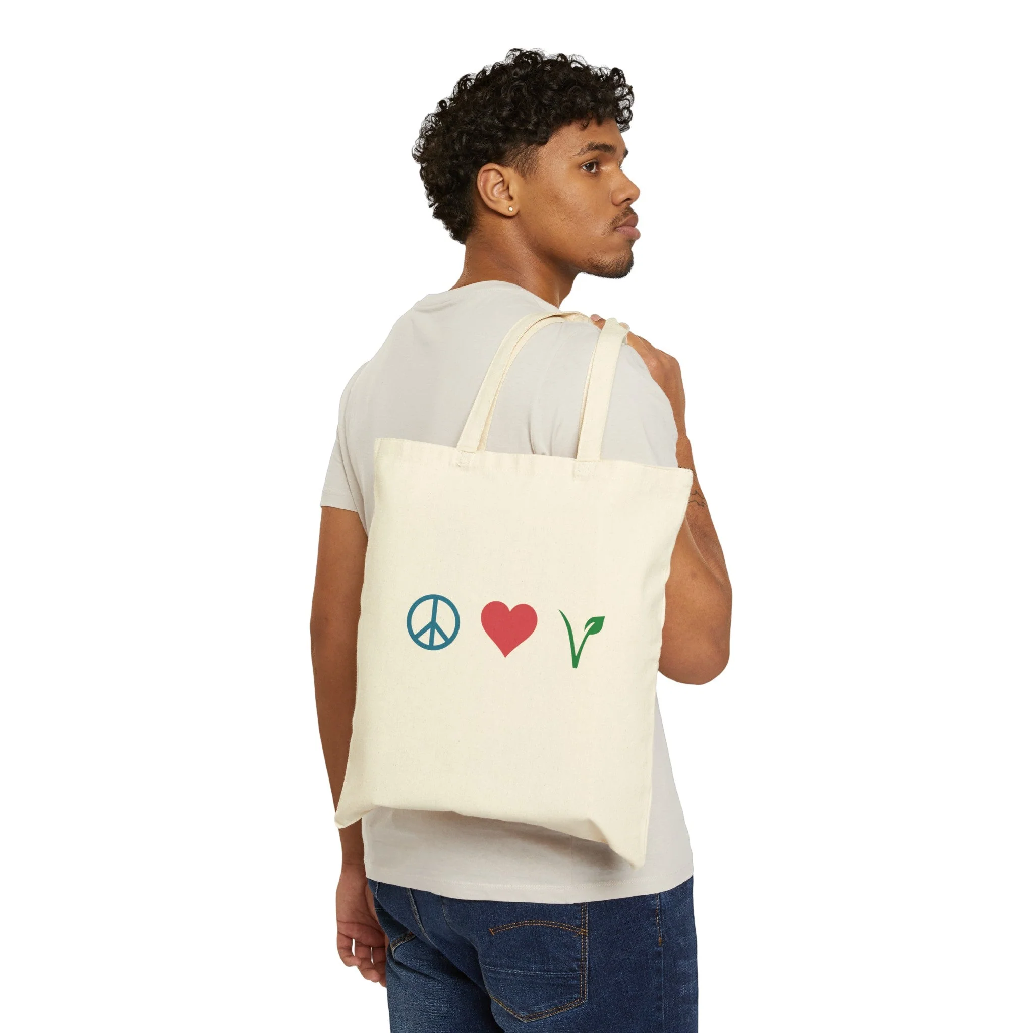 Peace Love Vegan Tote Bag - Image 4