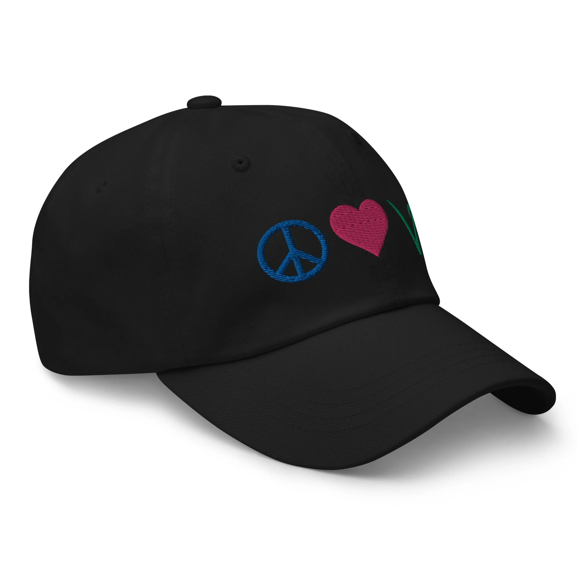 Peace, Love, Vegan Hat / Cap With Premium Multi-color Stitched Embroidery - Image 6