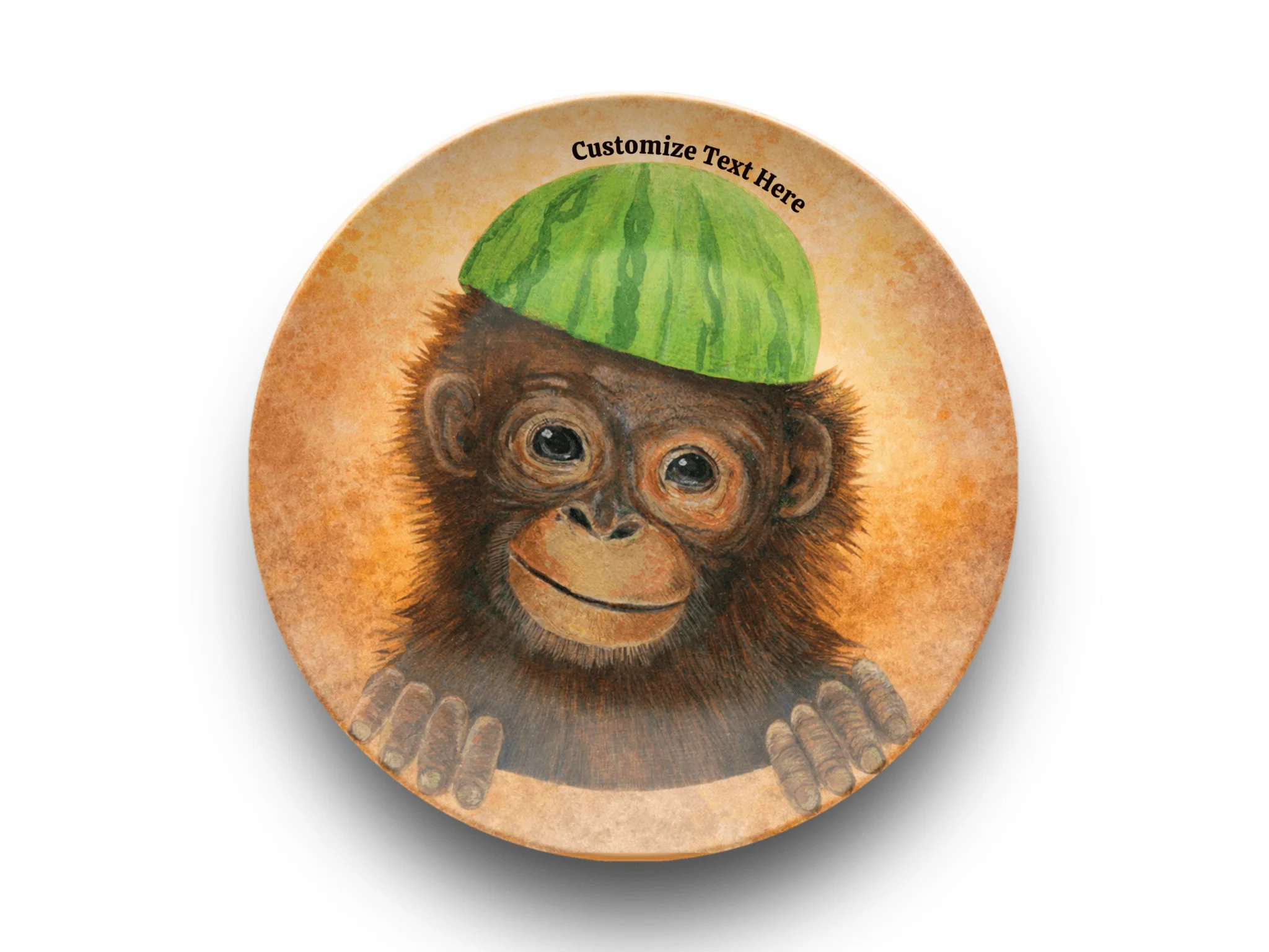 Personalized Kids Plate & Bowl with Monkey & Watermelon – Whimsical Tableware for Children - Image 2