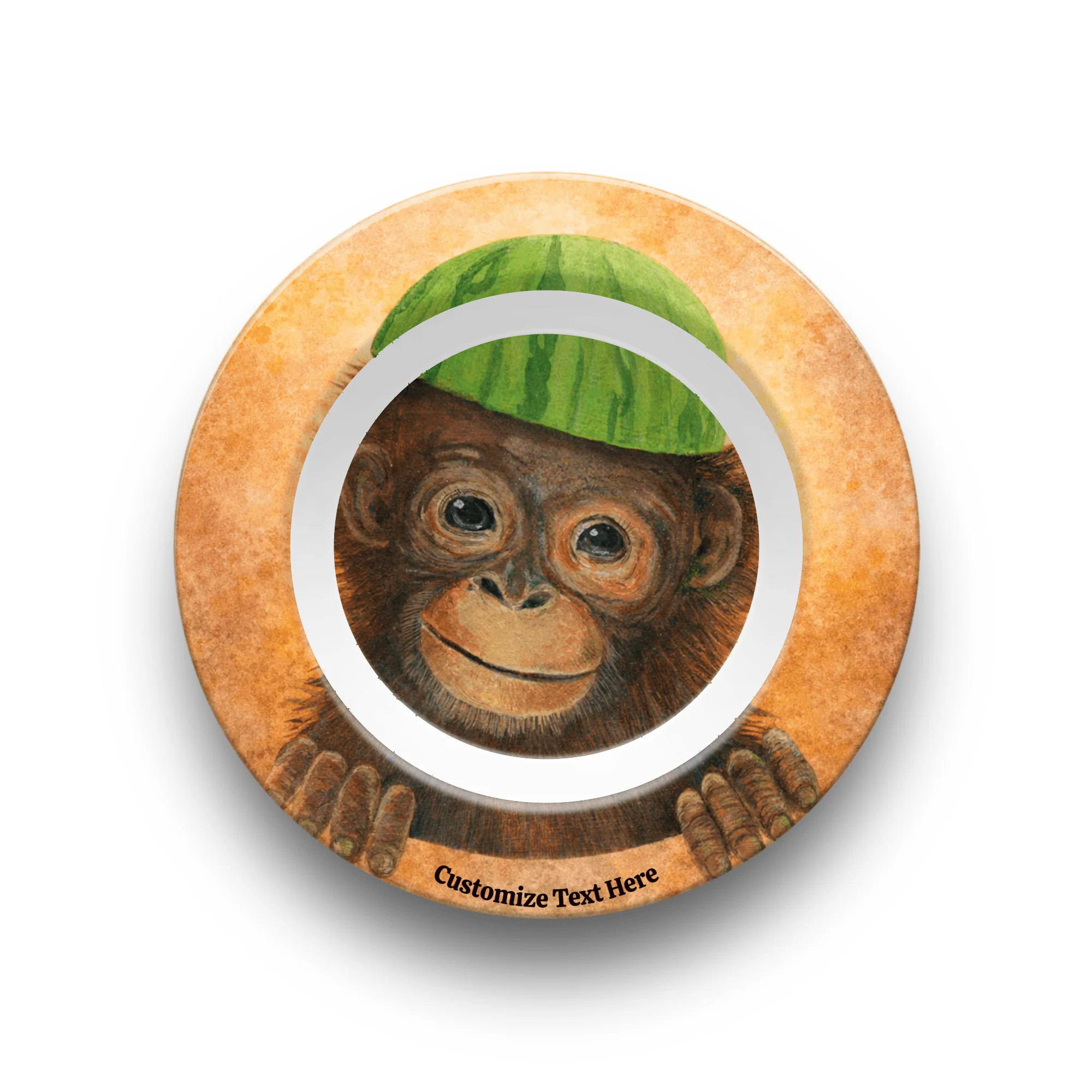 Personalized Kids Plate & Bowl with Monkey & Watermelon – Whimsical Tableware for Children - Image 5