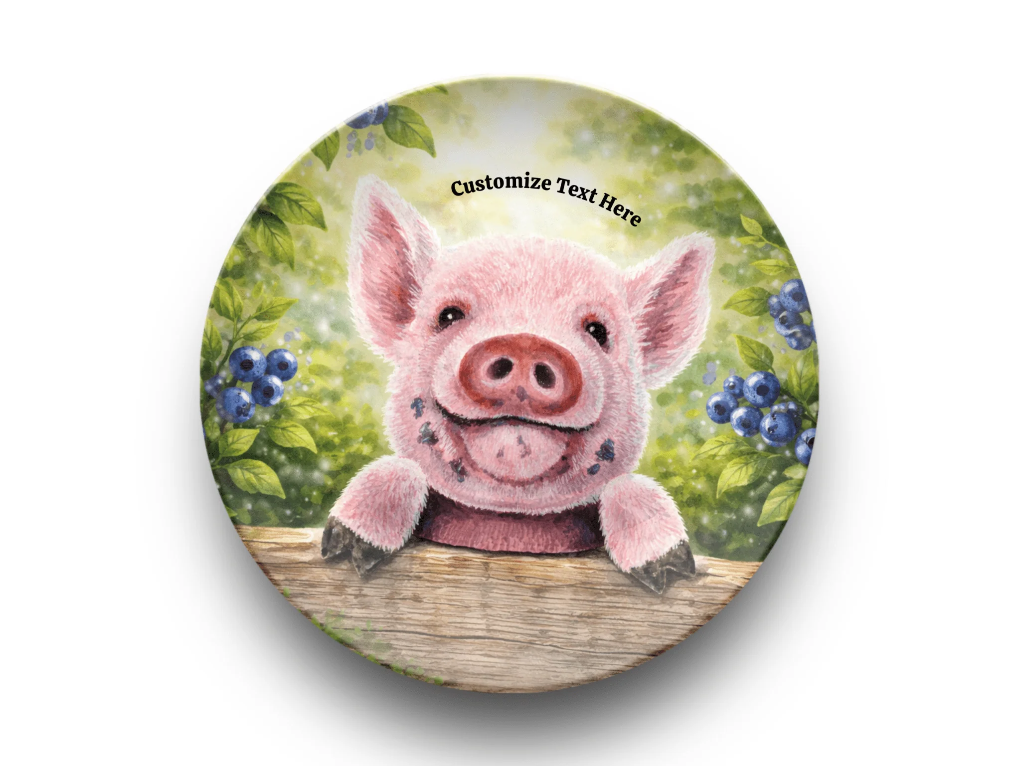 Personalized Kids Plate & Bowl with Pig & Blueberries – Whimsical Tableware for Everyone - Image 2