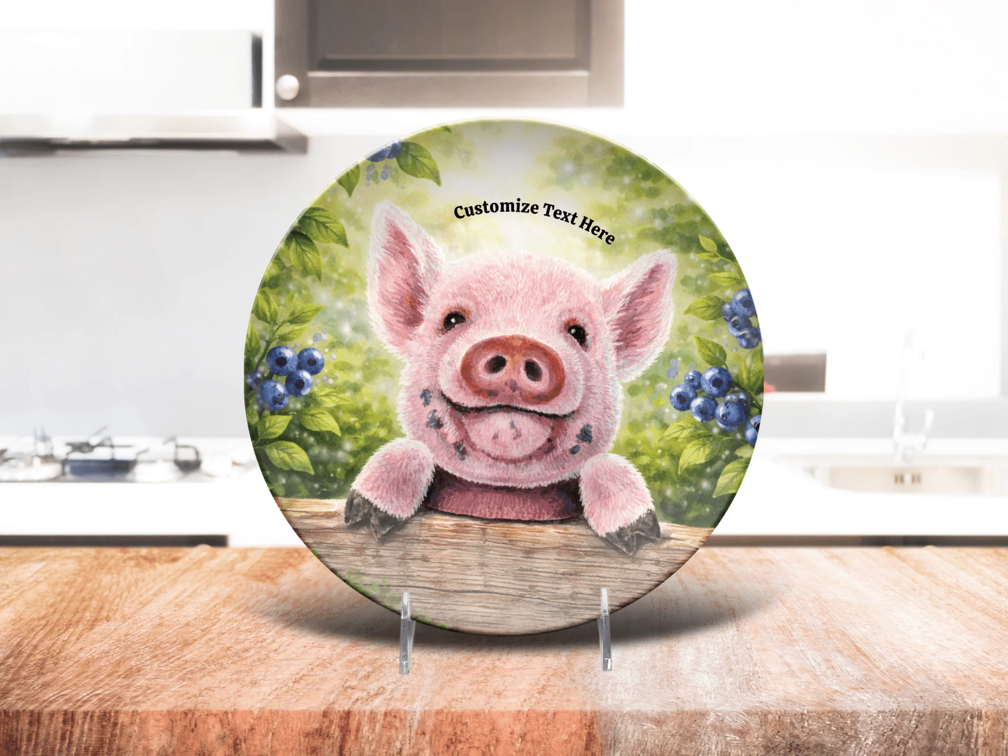 Personalized Kids Plate & Bowl with Pig & Blueberries – Whimsical Tableware for Everyone - Image 4