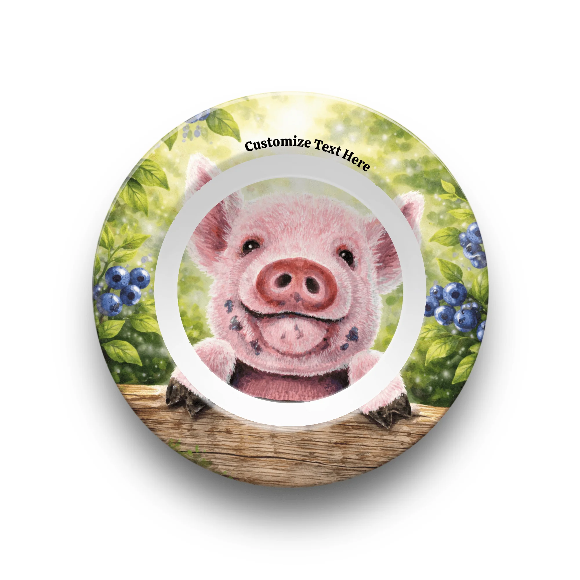 Personalized Kids Plate & Bowl with Pig & Blueberries – Whimsical Tableware for Everyone - Image 5