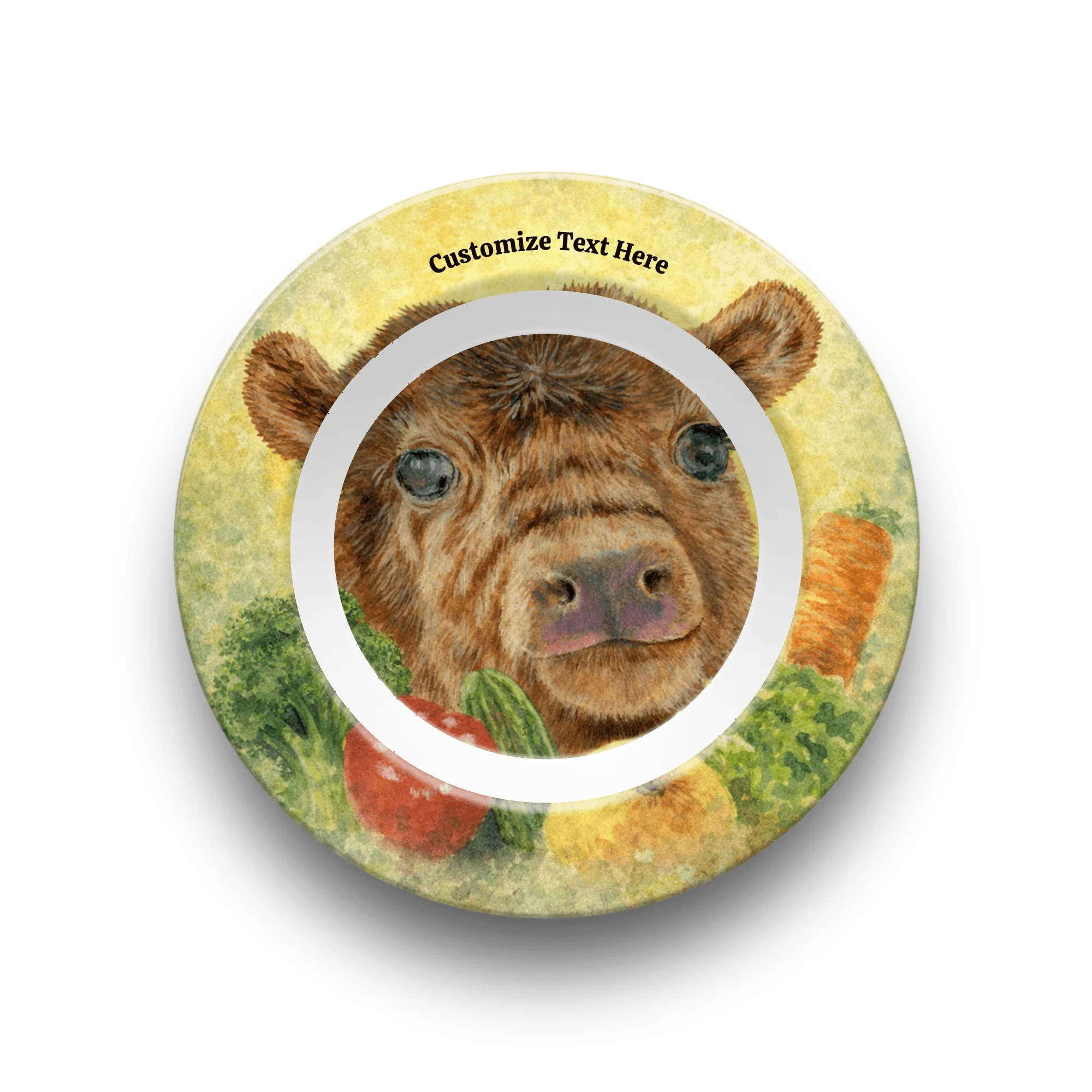 Personalized Plate & Bowl with Cow & Garden Veggies – Whimsical Tableware for Everyone - Image 8