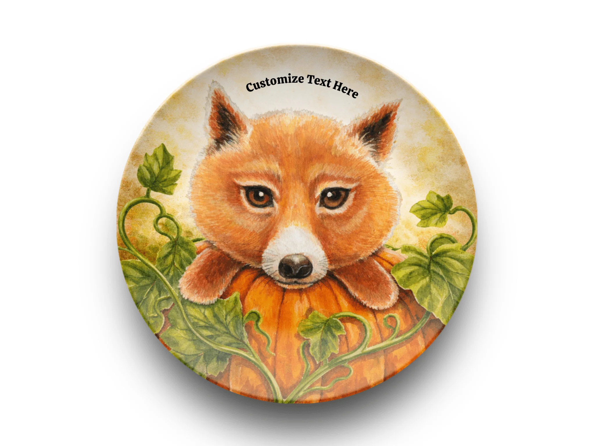 Personalized Plate & Bowl with Fox & Pumpkin – Whimsical Tableware for Everyone - Image 2