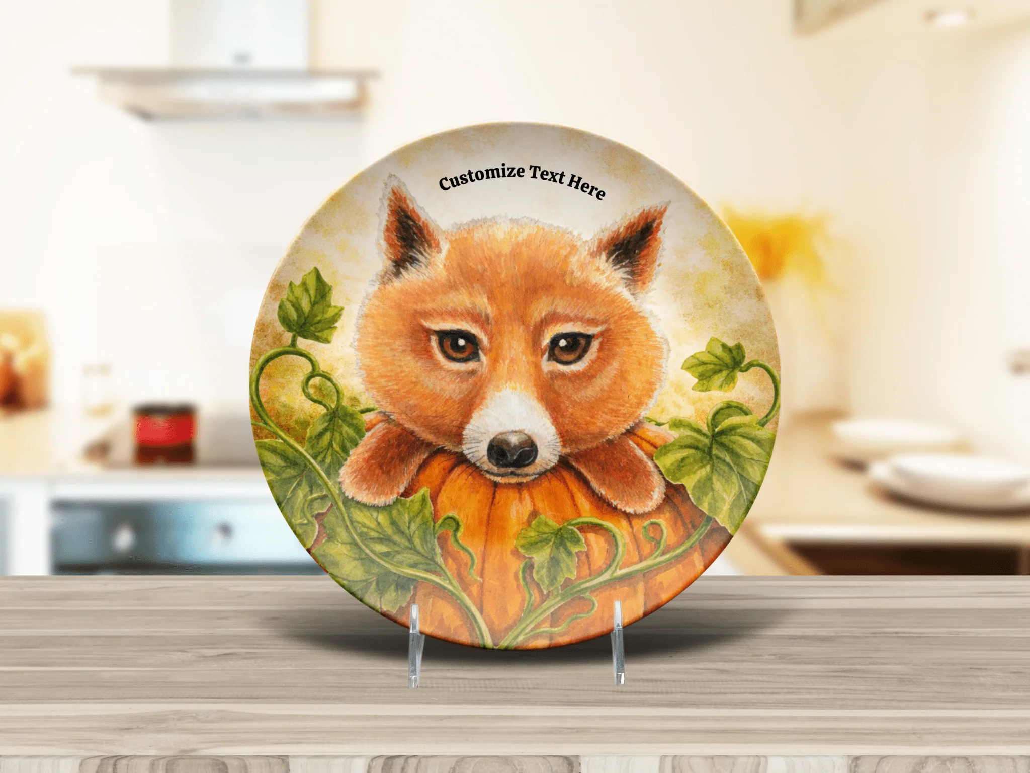 Personalized Plate & Bowl with Fox & Pumpkin – Whimsical Tableware for Everyone - Image 3