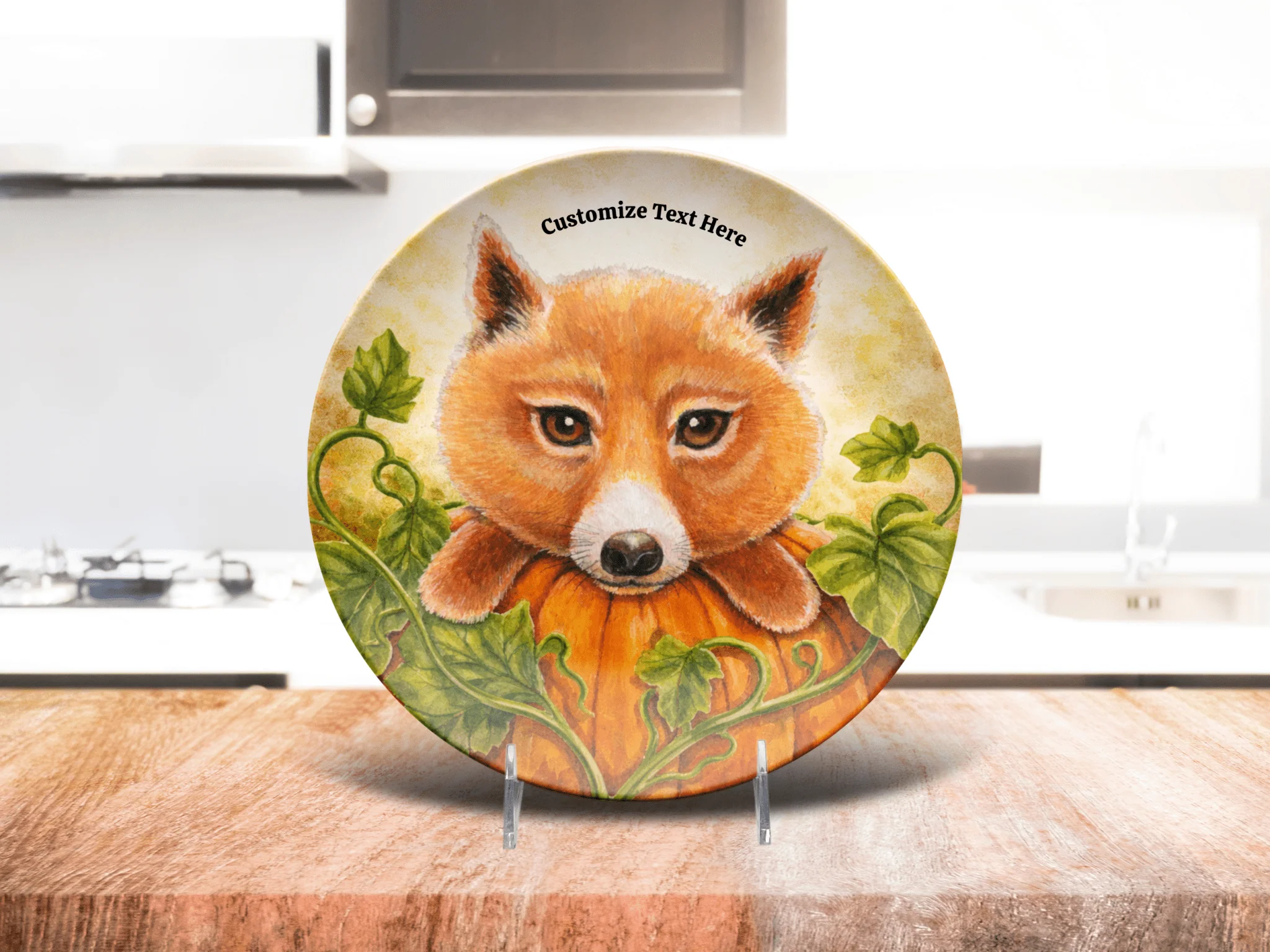 Personalized Plate & Bowl with Fox & Pumpkin – Whimsical Tableware for Everyone - Image 4