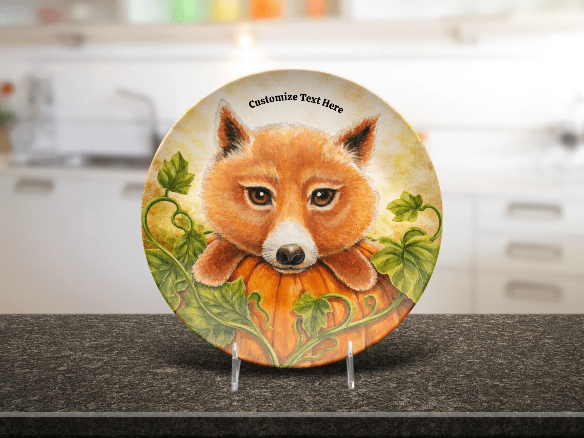 Personalized Plate & Bowl with Fox & Pumpkin – Whimsical Tableware for Everyone - Image 7