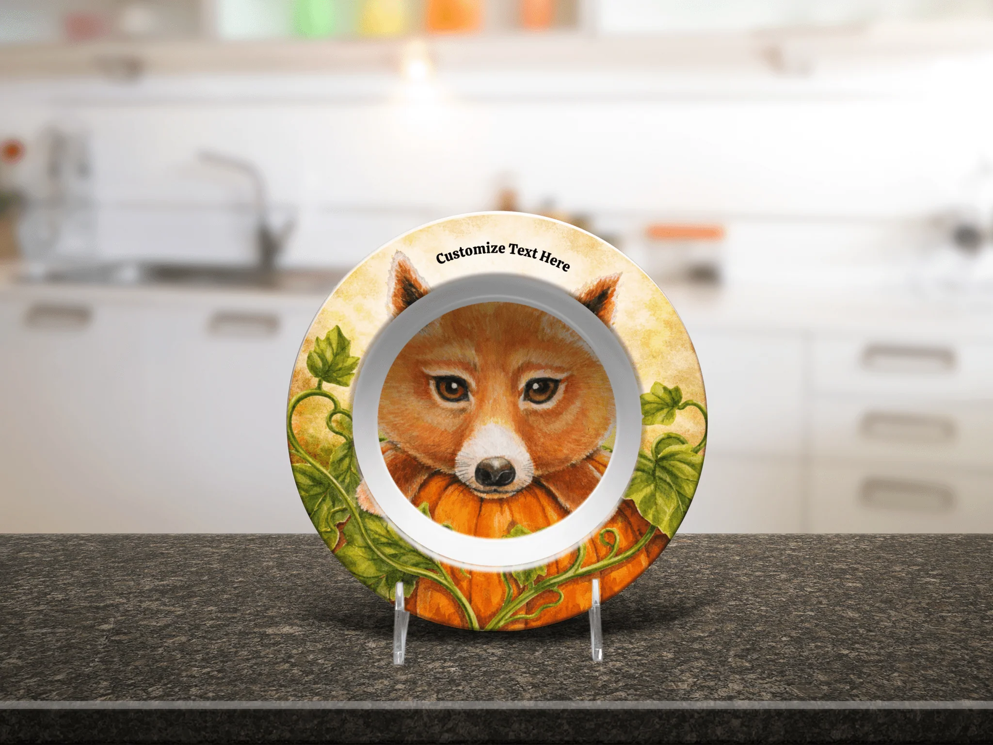 Personalized Plate & Bowl with Fox & Pumpkin – Whimsical Tableware for Everyone - Image 8