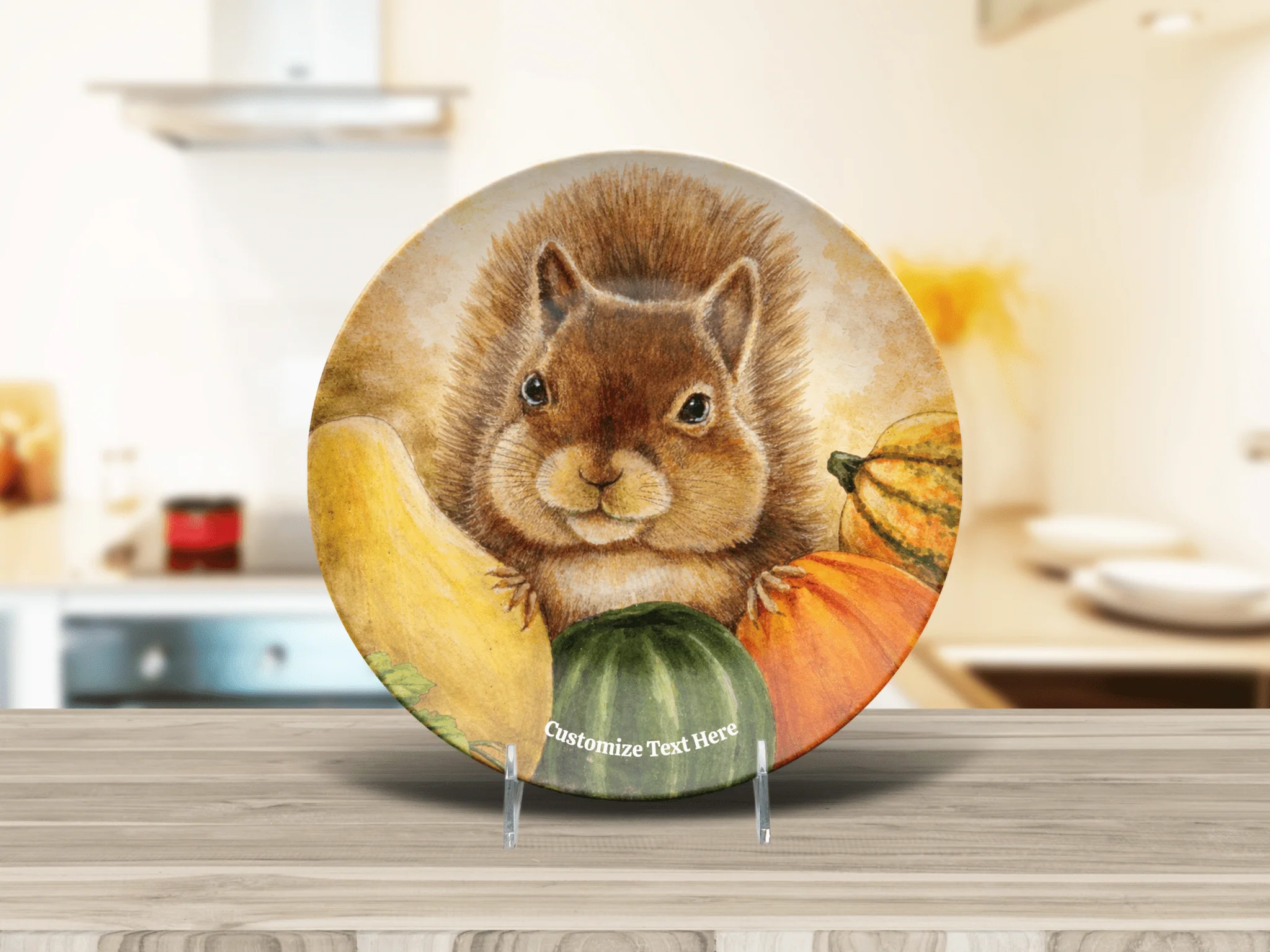 Personalized Plate & Bowl with Squirrel & Squash – Whimsical Tableware for Everyone - Image 3