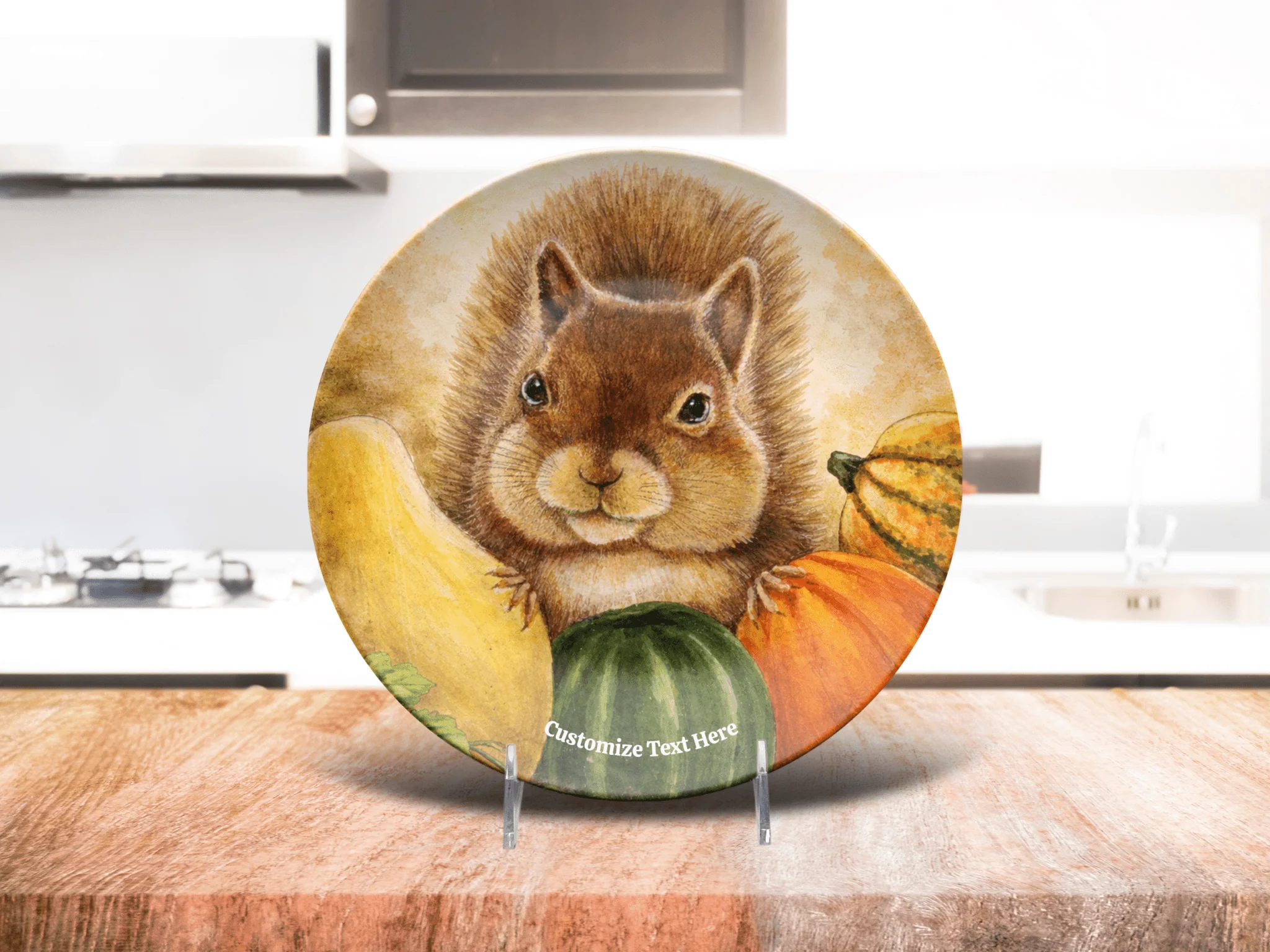 Personalized Plate & Bowl with Squirrel & Squash – Whimsical Tableware for Everyone - Image 4