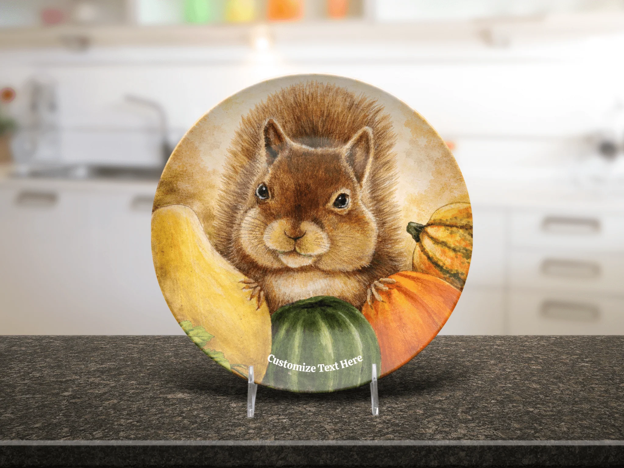 Personalized Plate & Bowl with Squirrel & Squash – Whimsical Tableware for Everyone - Image 7