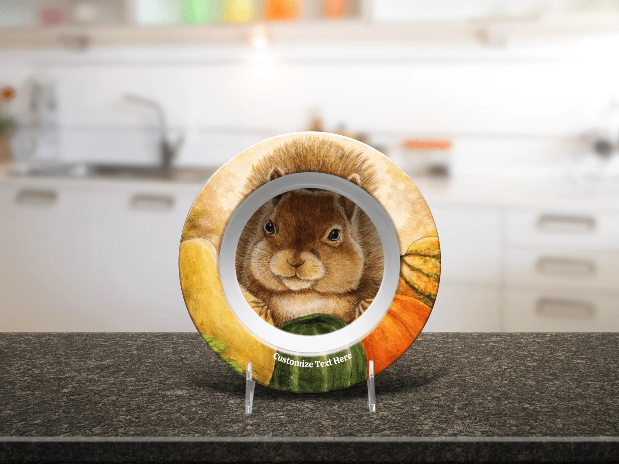 Personalized Plate & Bowl with Squirrel & Squash – Whimsical Tableware for Everyone - Image 8
