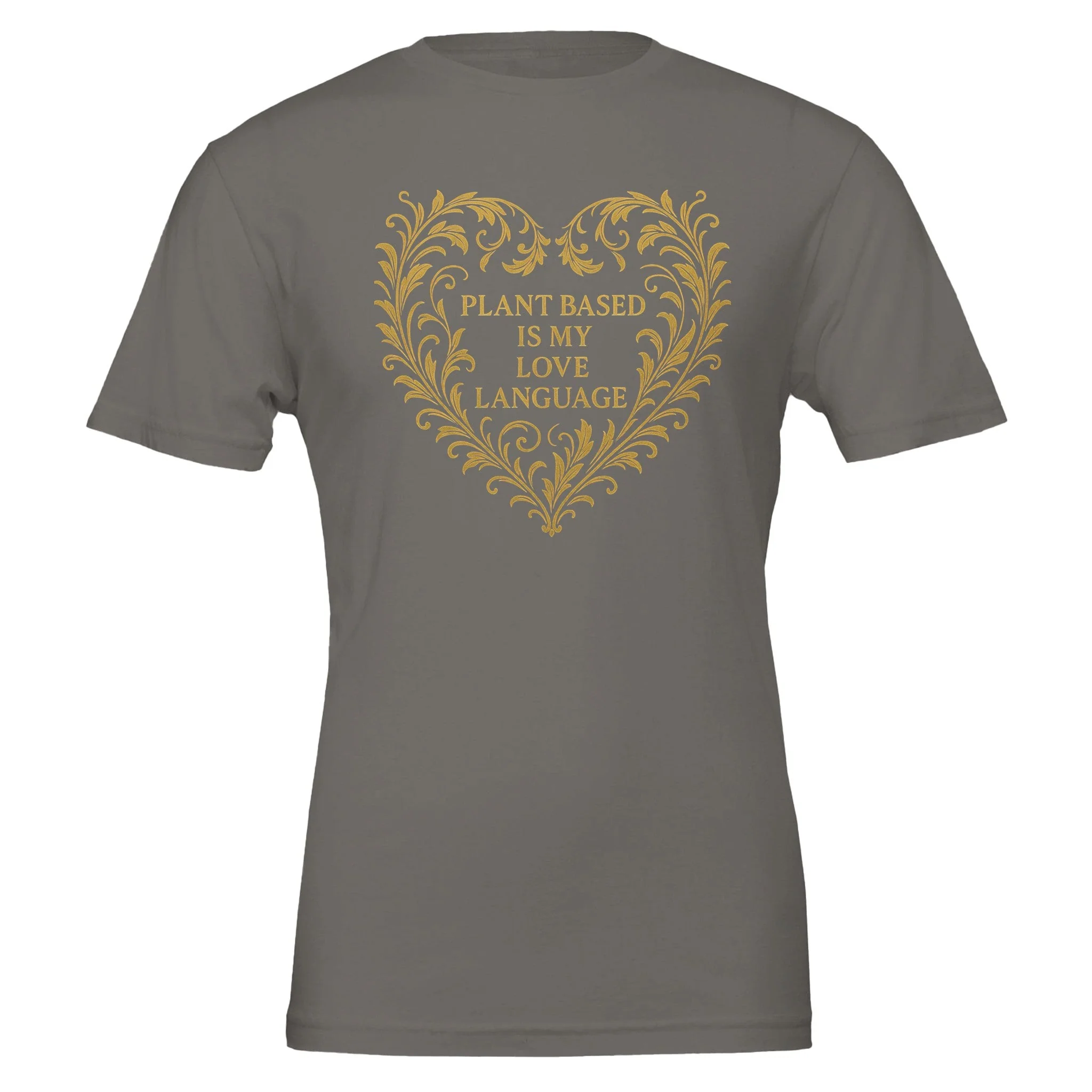 Plant Based Love Funny Vegan Premium Tshirt (Gold) - Image 4