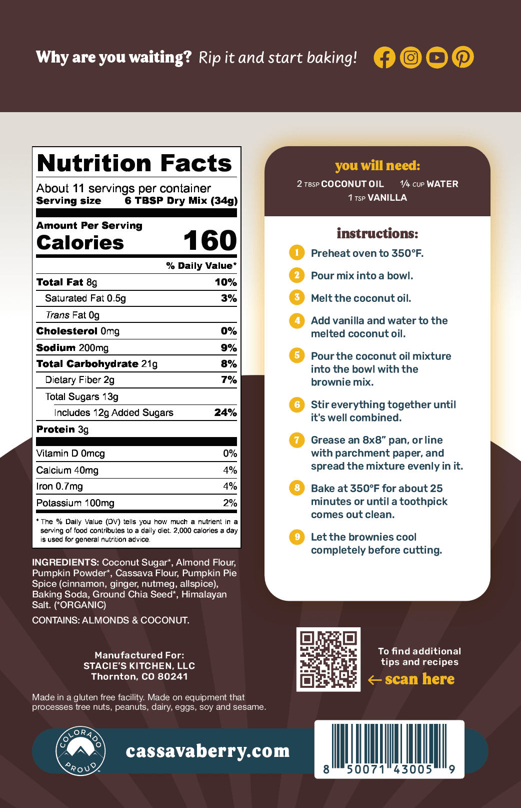Gluten-Free & Plant-Based Pumpkin Spice Brownie Baking Mix | Limited Edition - Image 3