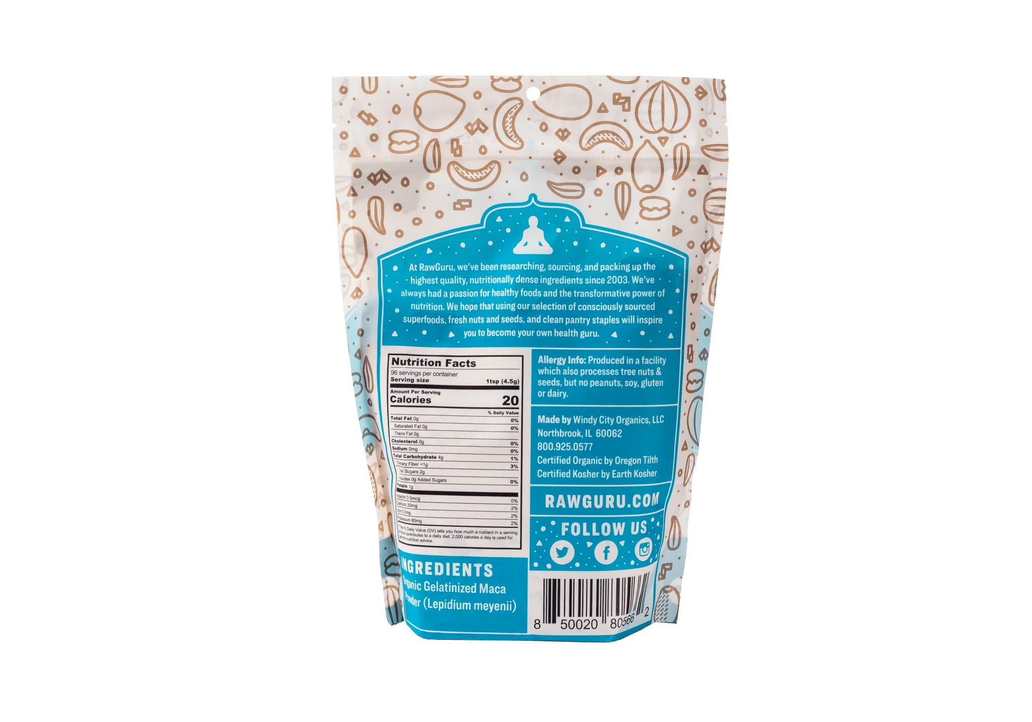 RawGuru Raw Organic Gelatinized Maca Powder - 16 oz - Image 2
