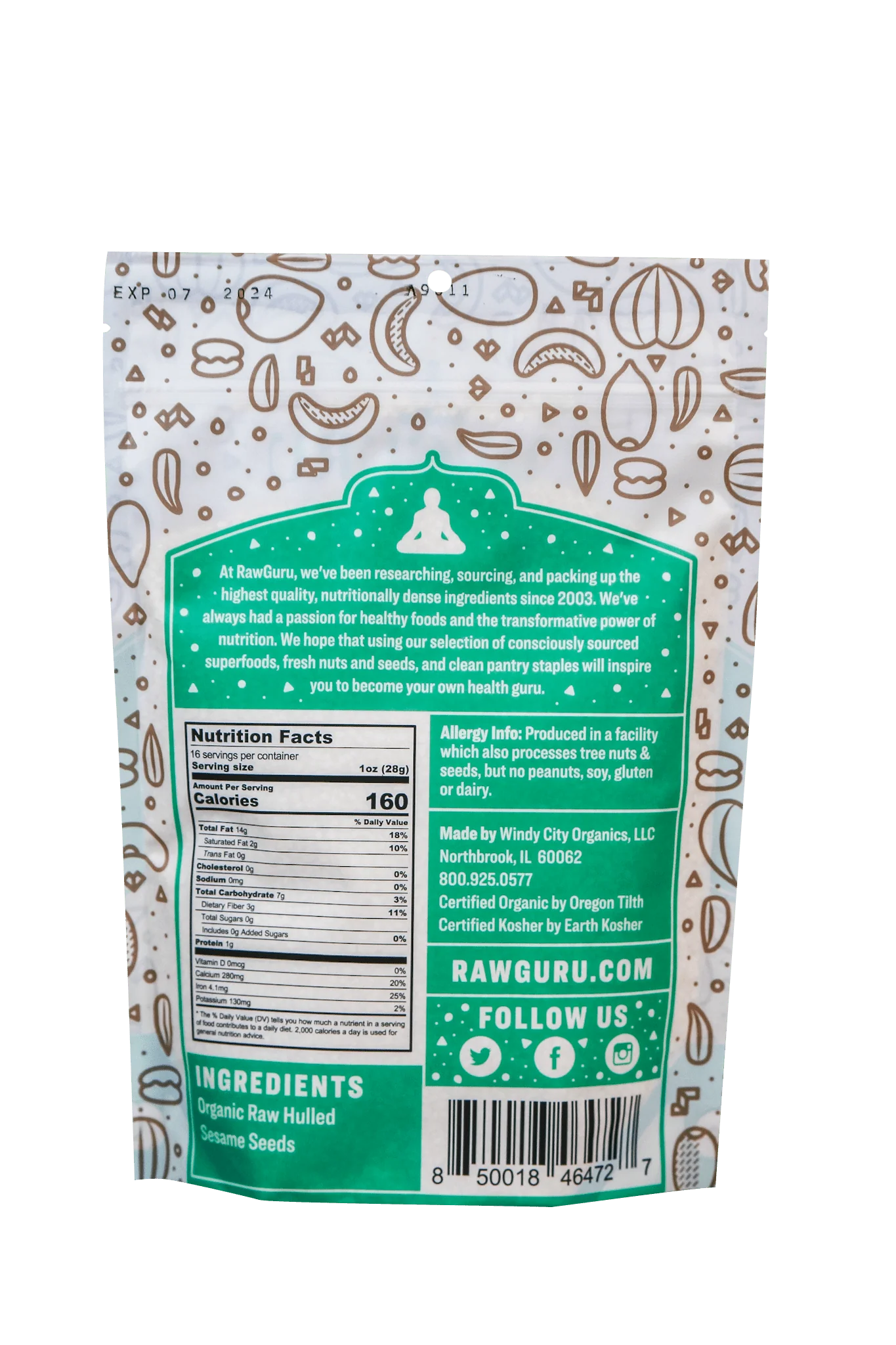 RawGuru Organic Hulled Sesame Seeds - 16 oz - Image 2