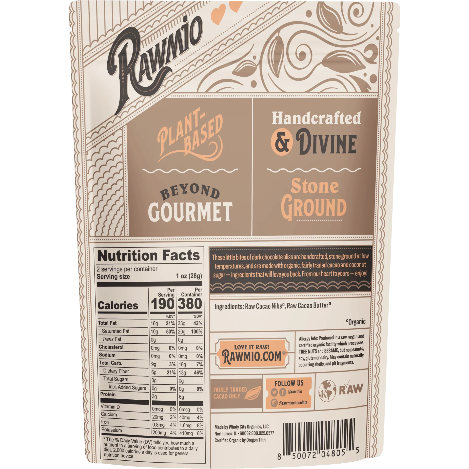 Rawmio Dark Chocolate Hearts - 100% Cacao - Image 2