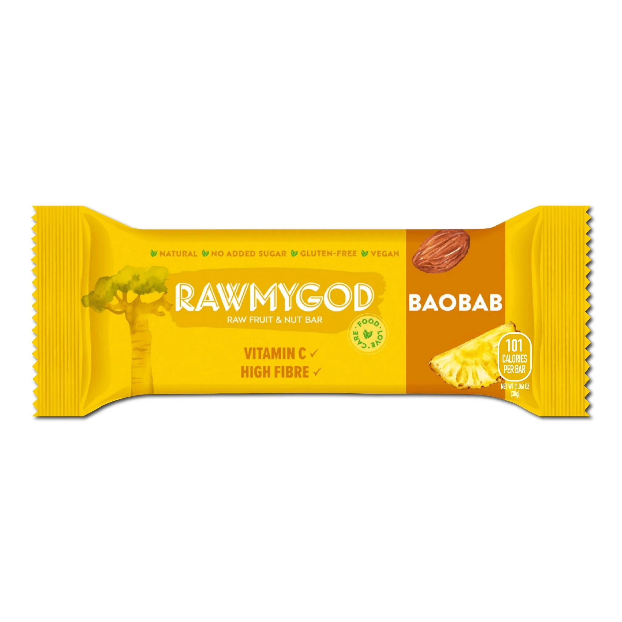 RAWMYGOD Baobab Raw Fruit & Nut Bar, Box of 20 - Image 2