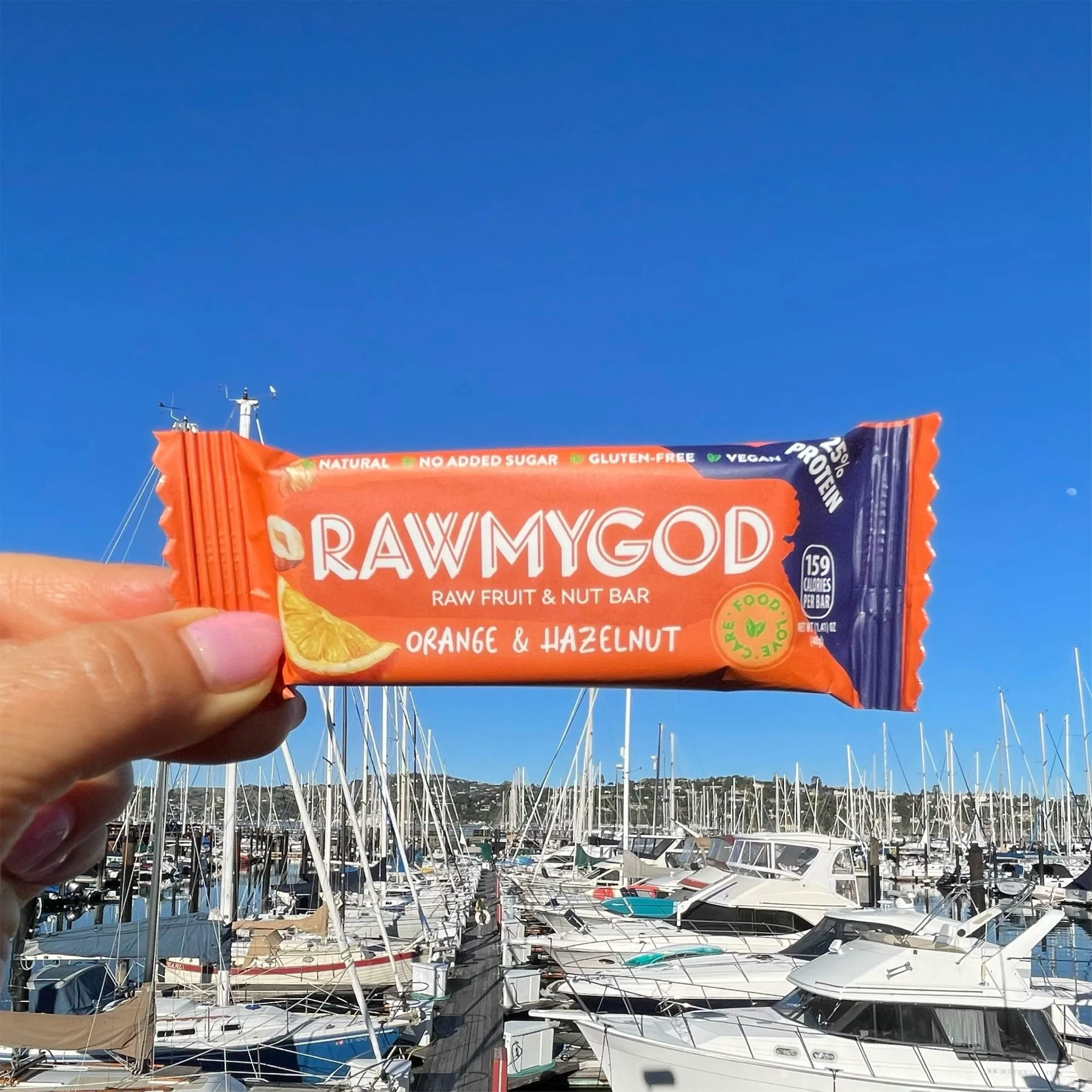 RAWMYGOD Orange & Hazelnut Raw Fruit & Nut Bar, Box of 16 - Image 2