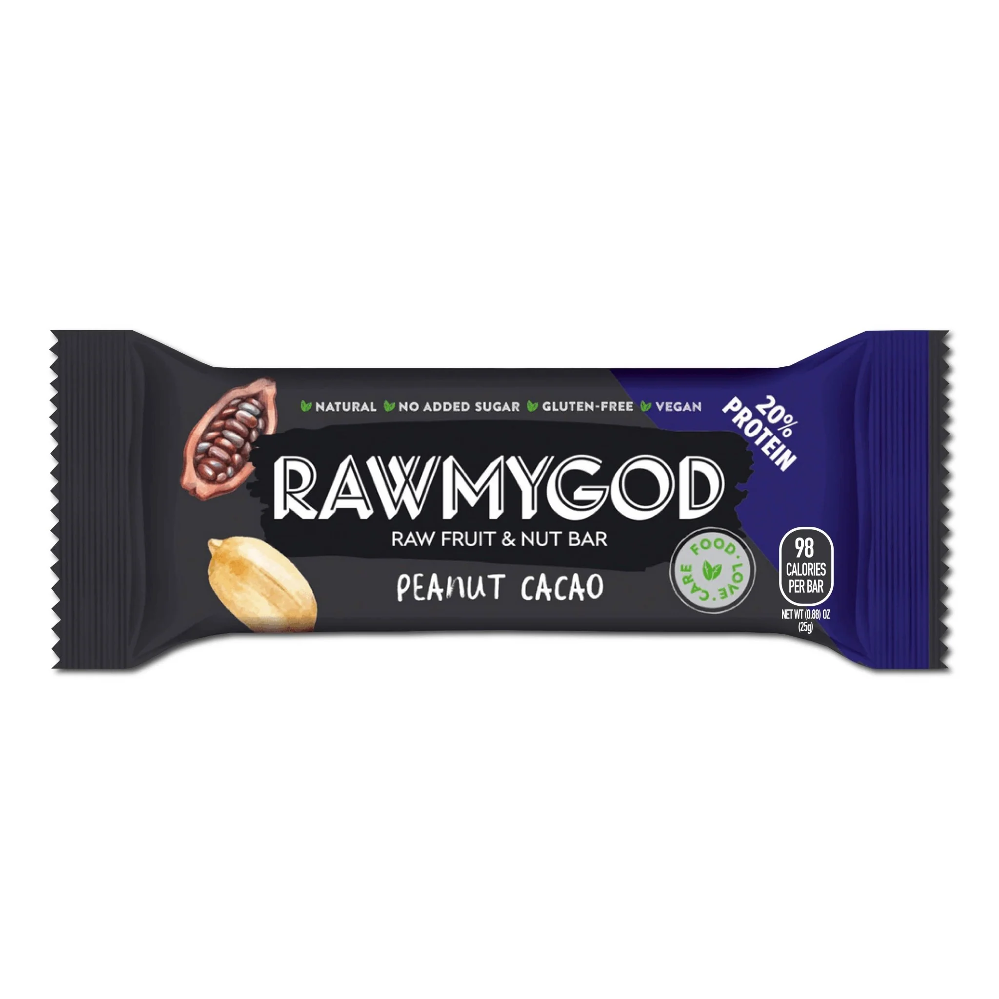 RAWMYGOD Peanut & Cacao Raw Fruit & Nut Bar, Box of 20 - Image 2